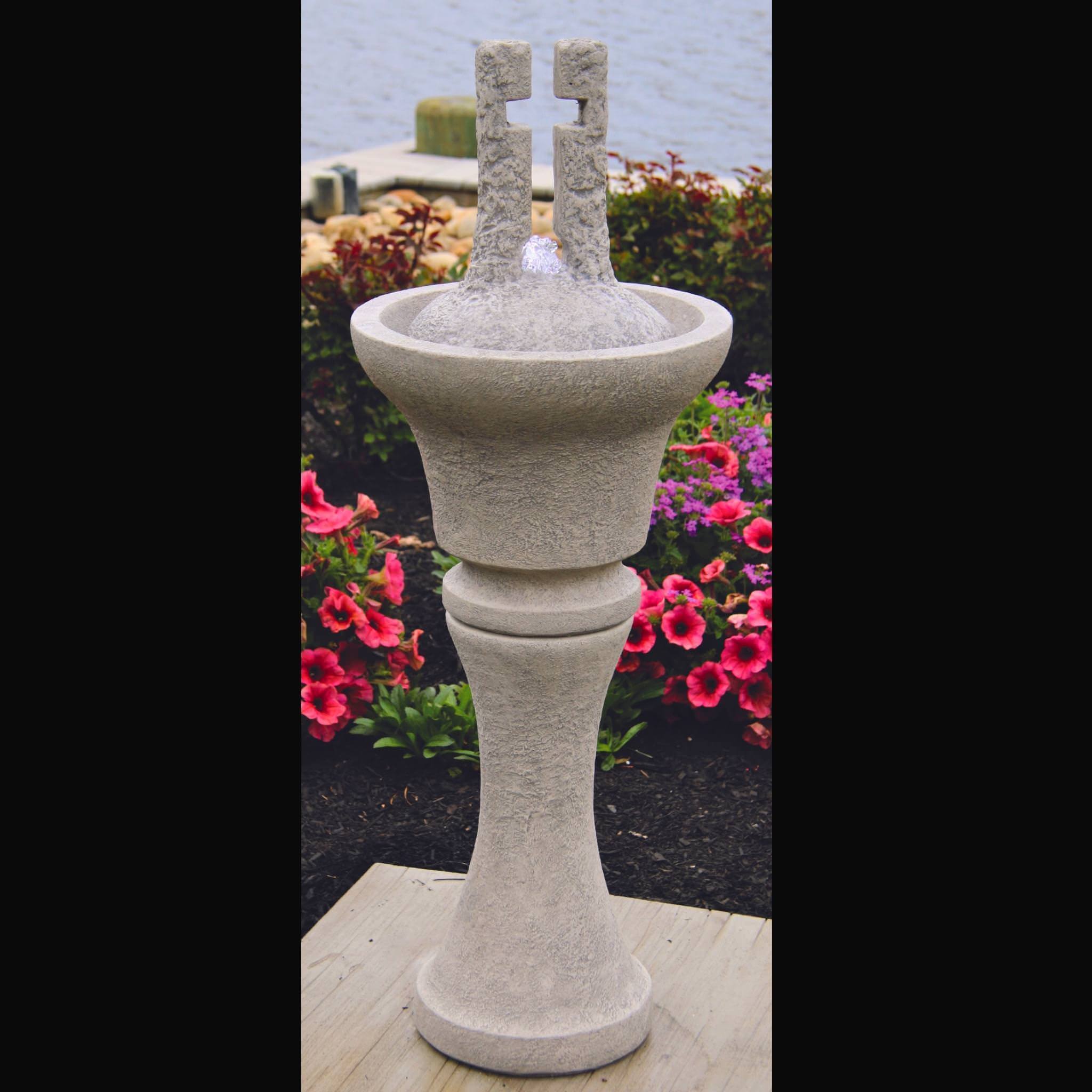 Open Cross Concrete Fountain w/Lights - Thumbnail 4