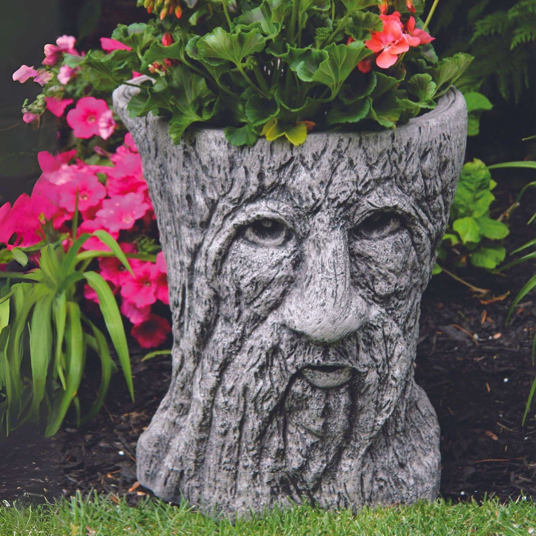 Tree Stump Face Concrete Planter - Massarellis #6101