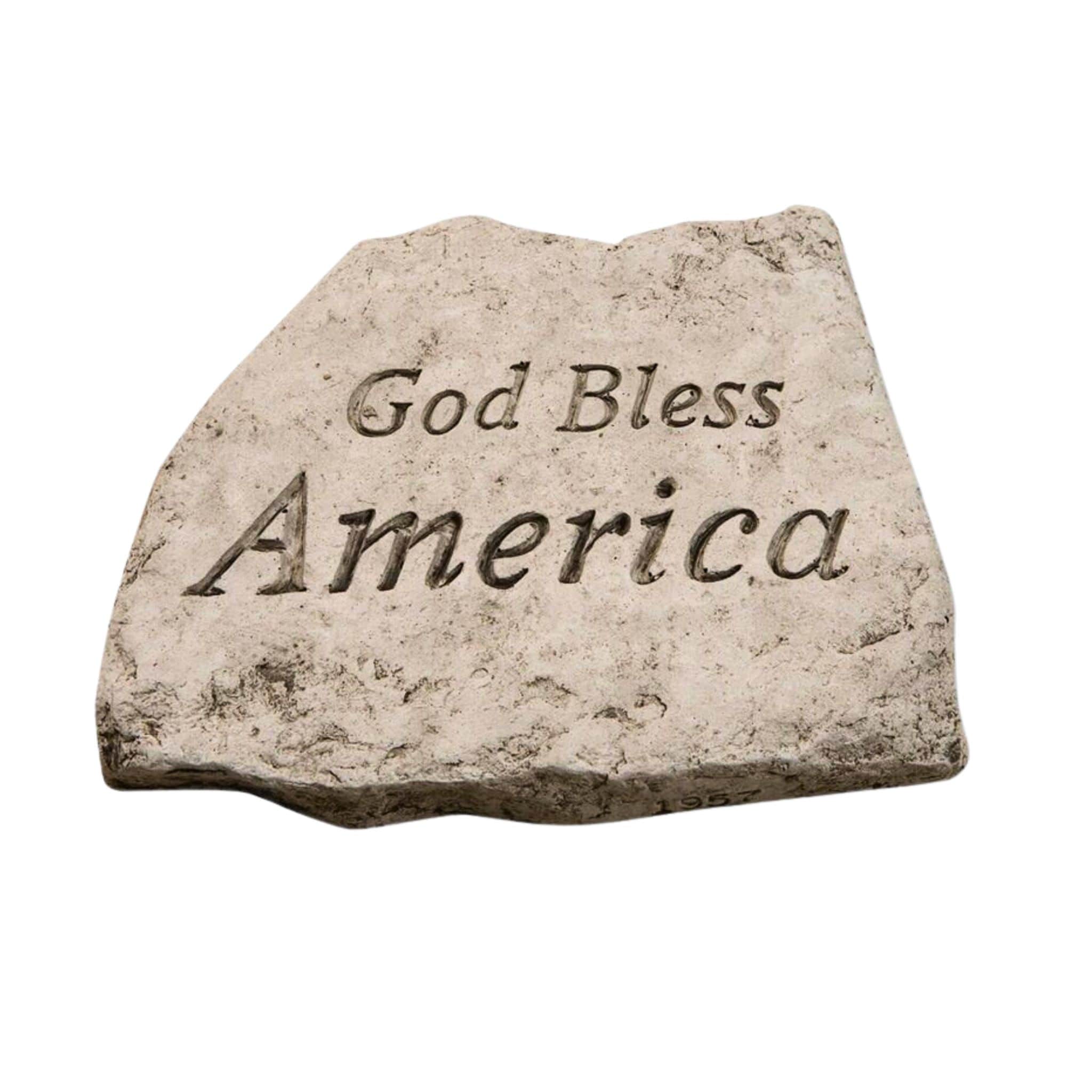 God Bless America Concrete Garden Greeting Stone - Massarellis #1957