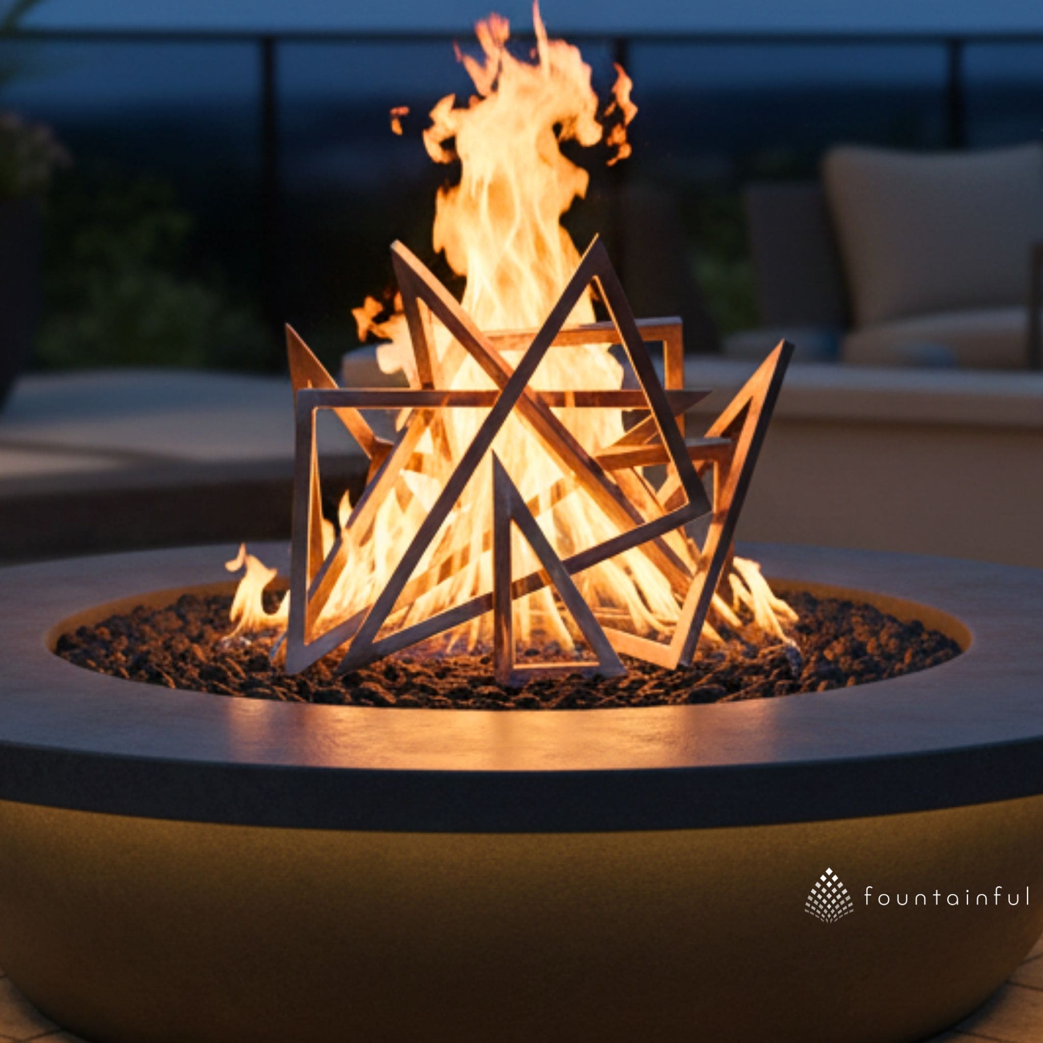 Steel Triangle Sculpture Fire Ornament - Outdoor Plus