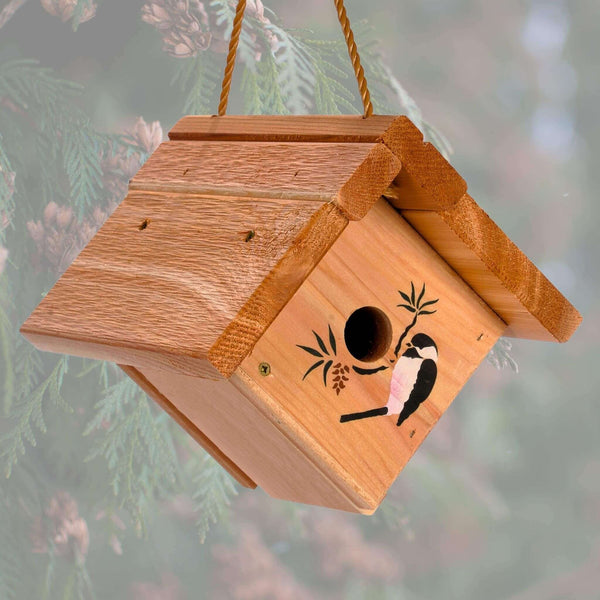 Chickadee Hanging Birdhouse - Cedar Wood | Winter Woodworks