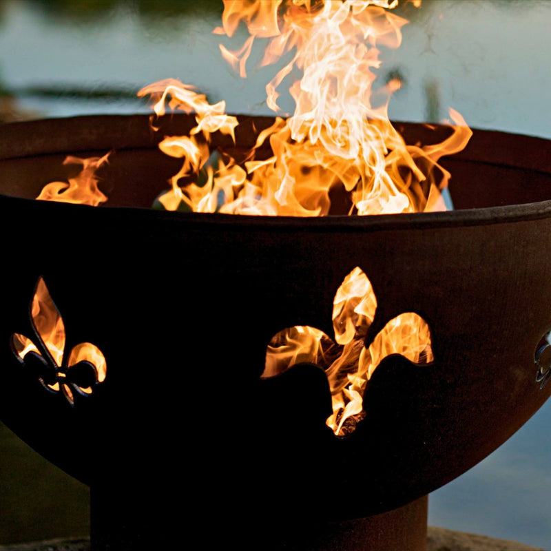 "Fleur de Lis" Gas Fire Pit in Steel - Fire Pit Art