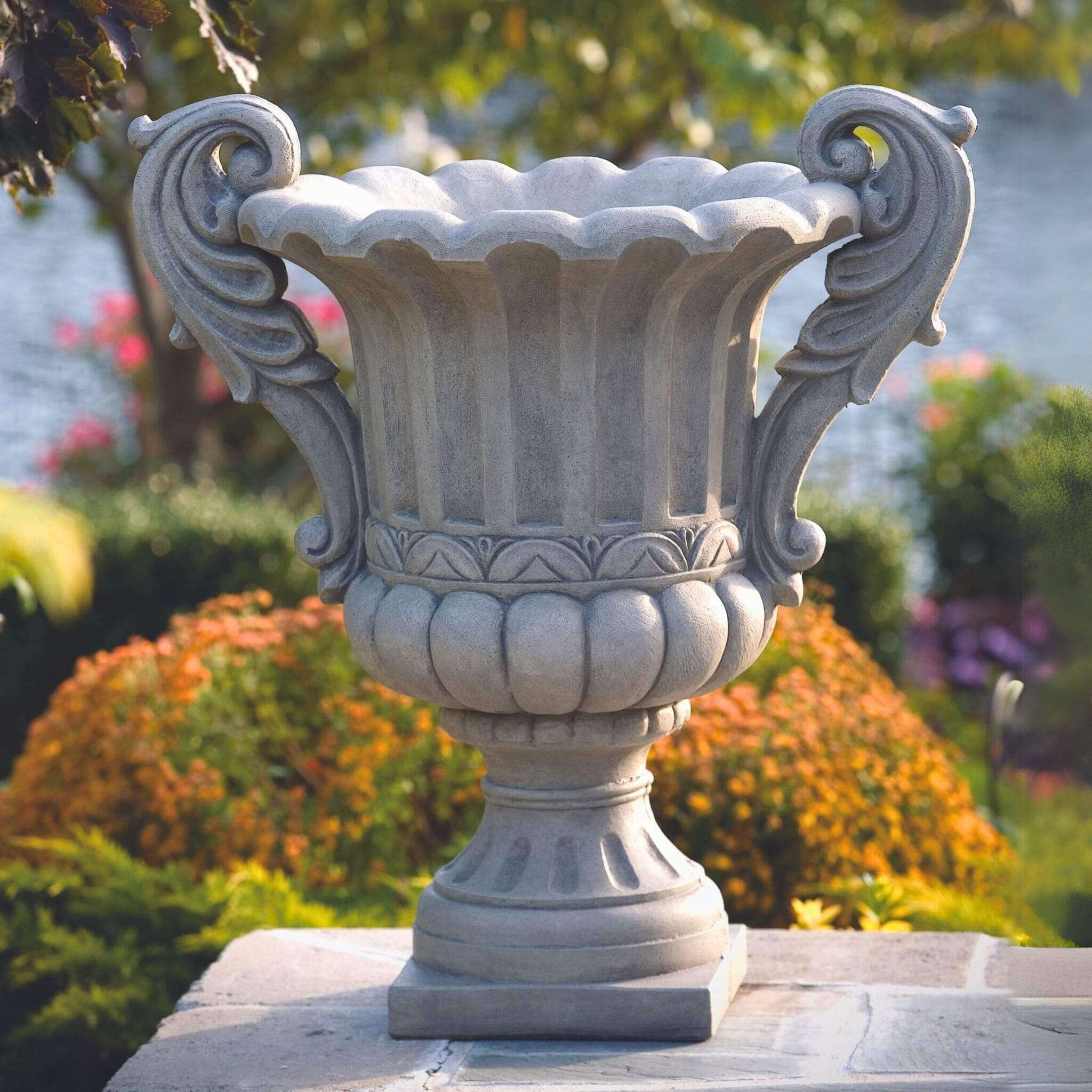 Double Handled Verona Concrete Urn Planter - Massarellis #6977