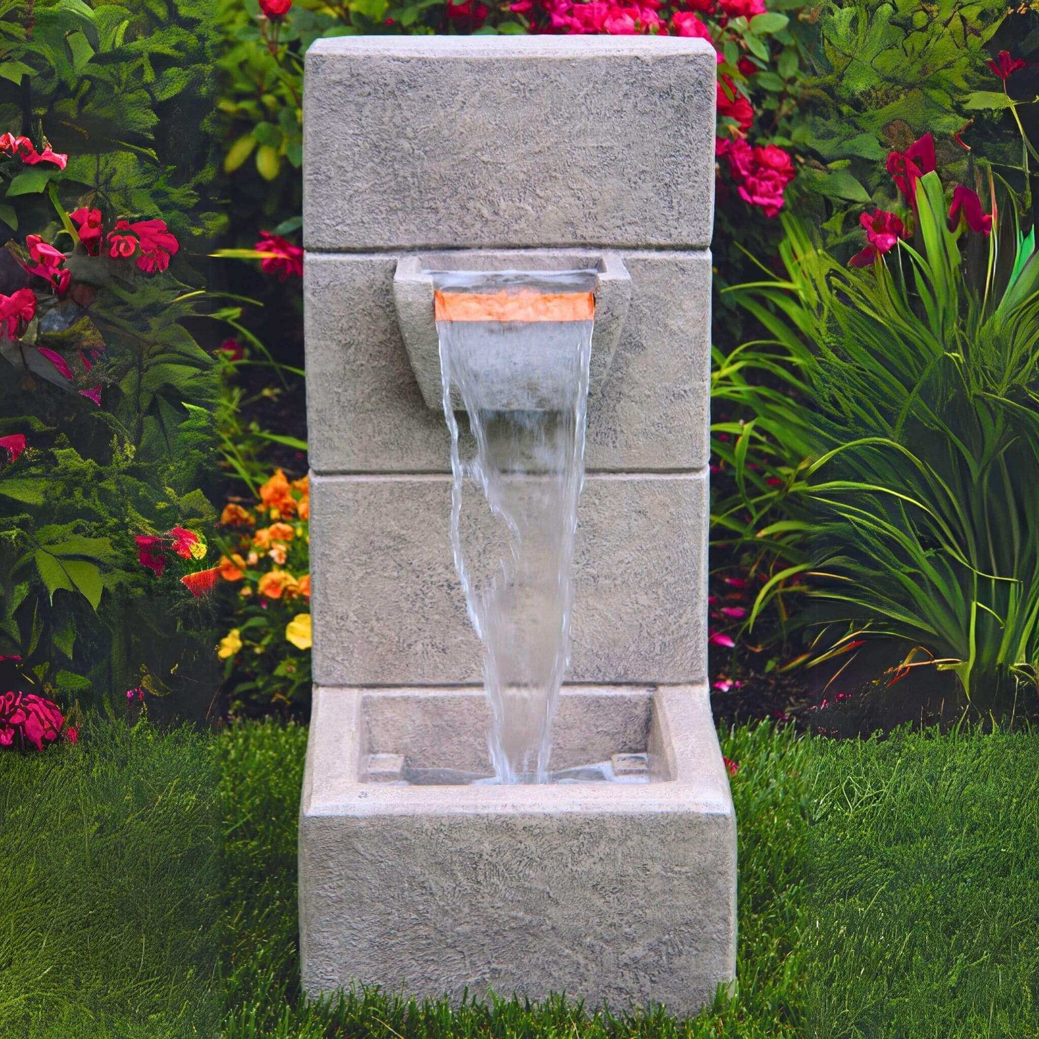 Anaconda Concrete Block Fountain w/Lights - Massarellis #3529