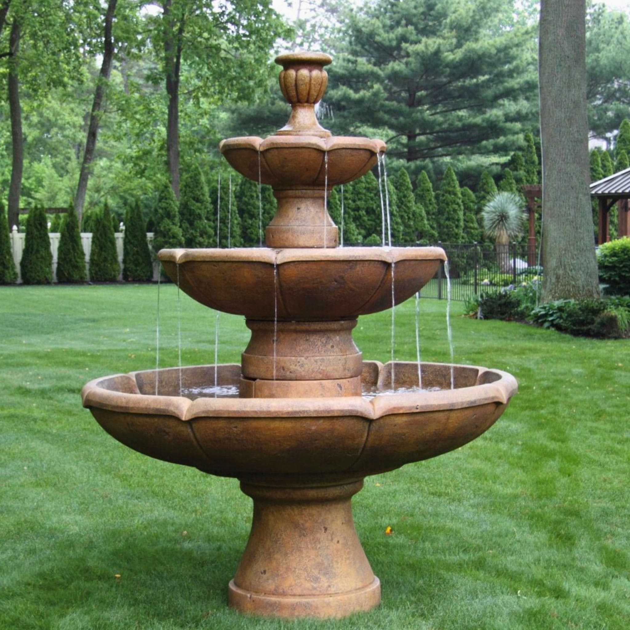 Charlotte 3-Tier Concrete Fountain - Massarellis #3757