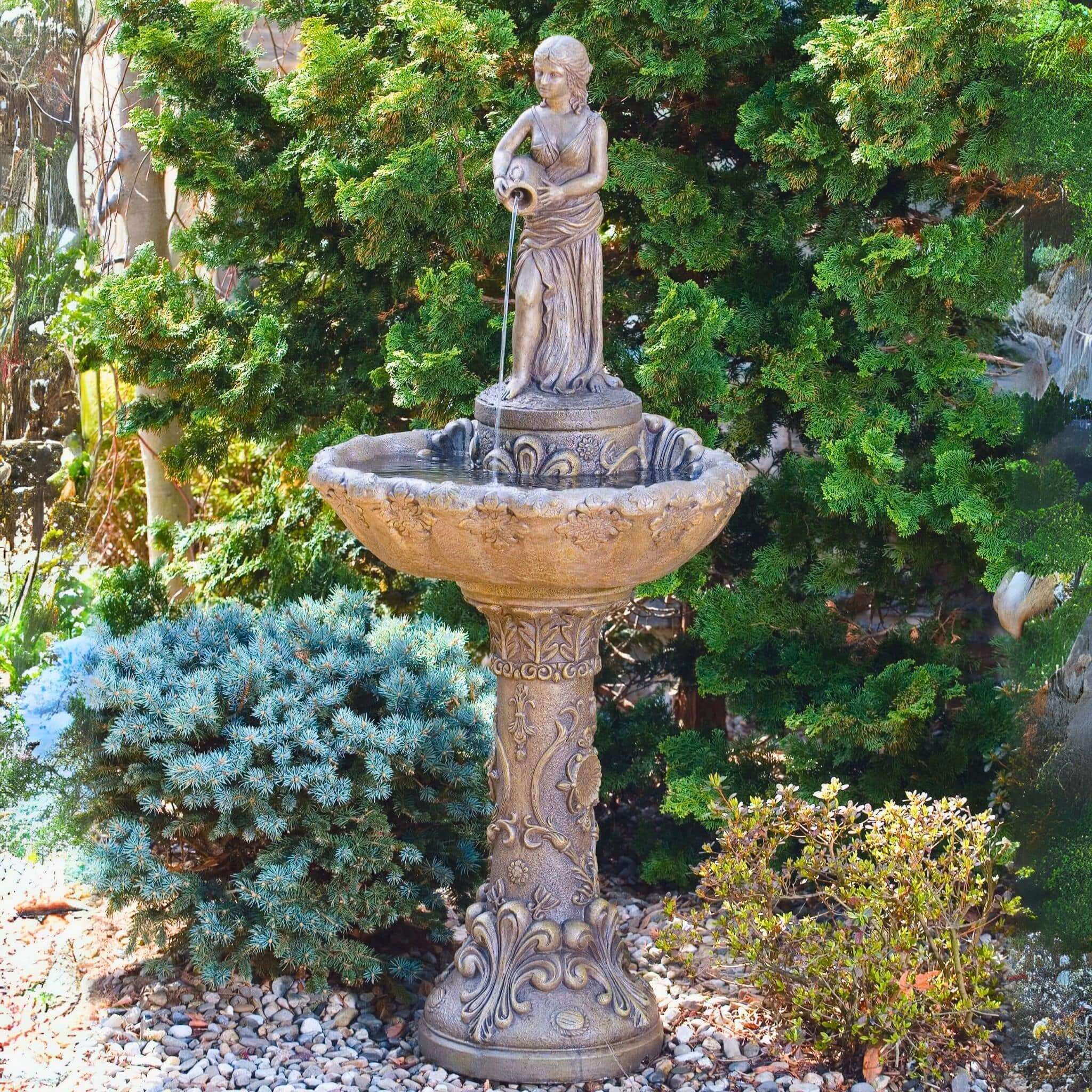 Girl Holding Jug 1-Tier Fountain (Small) - Massarellis #3468
