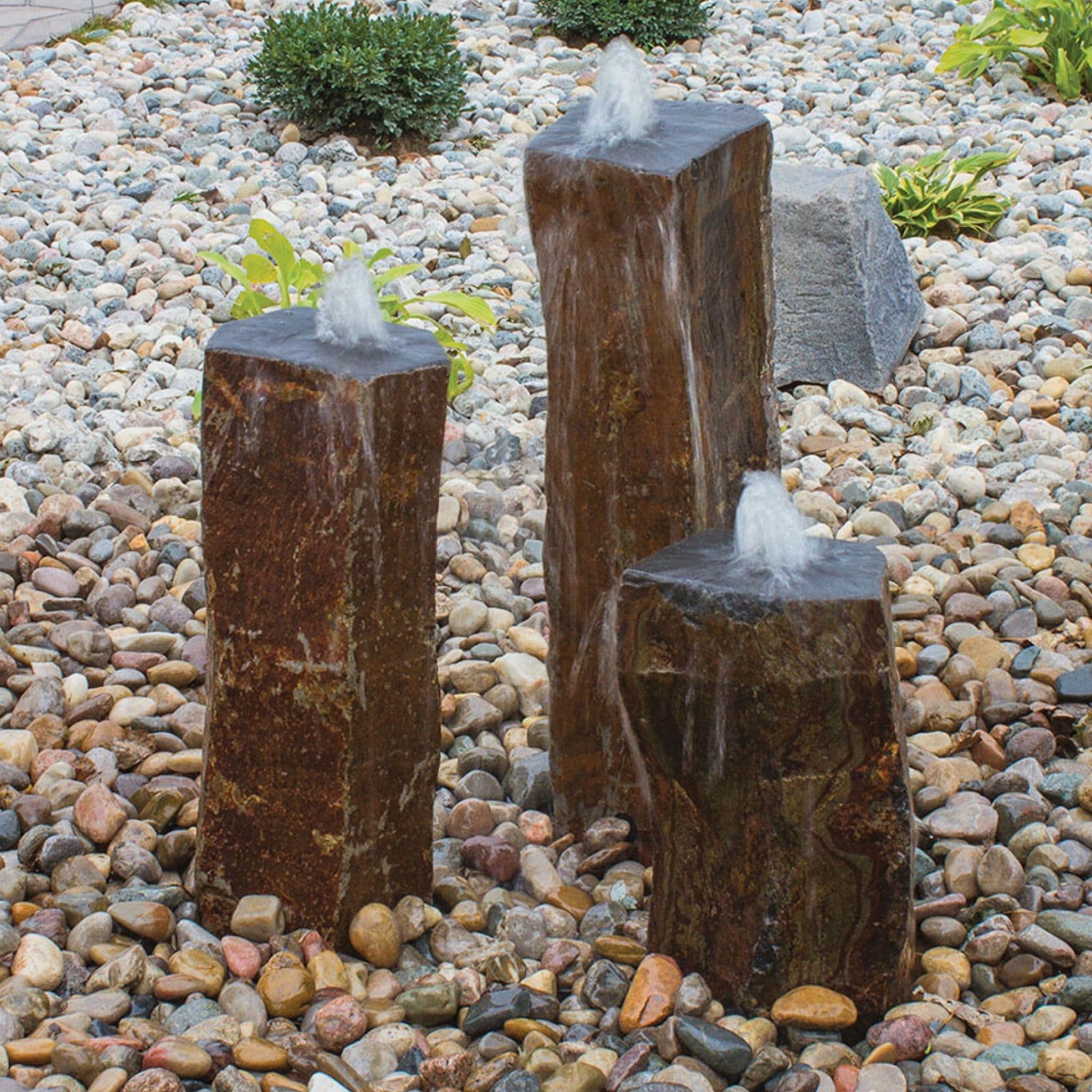 Triple Polished Top Basalt Fountain - Complete Kit- Blue Thumb