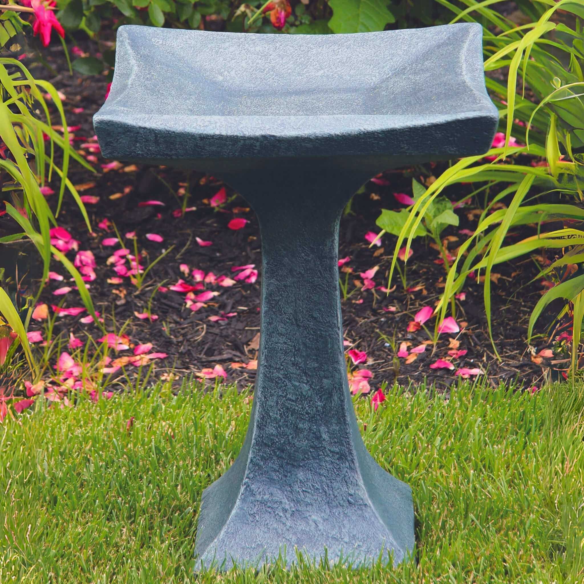 Scooped One-Piece Concrete Bird Bath