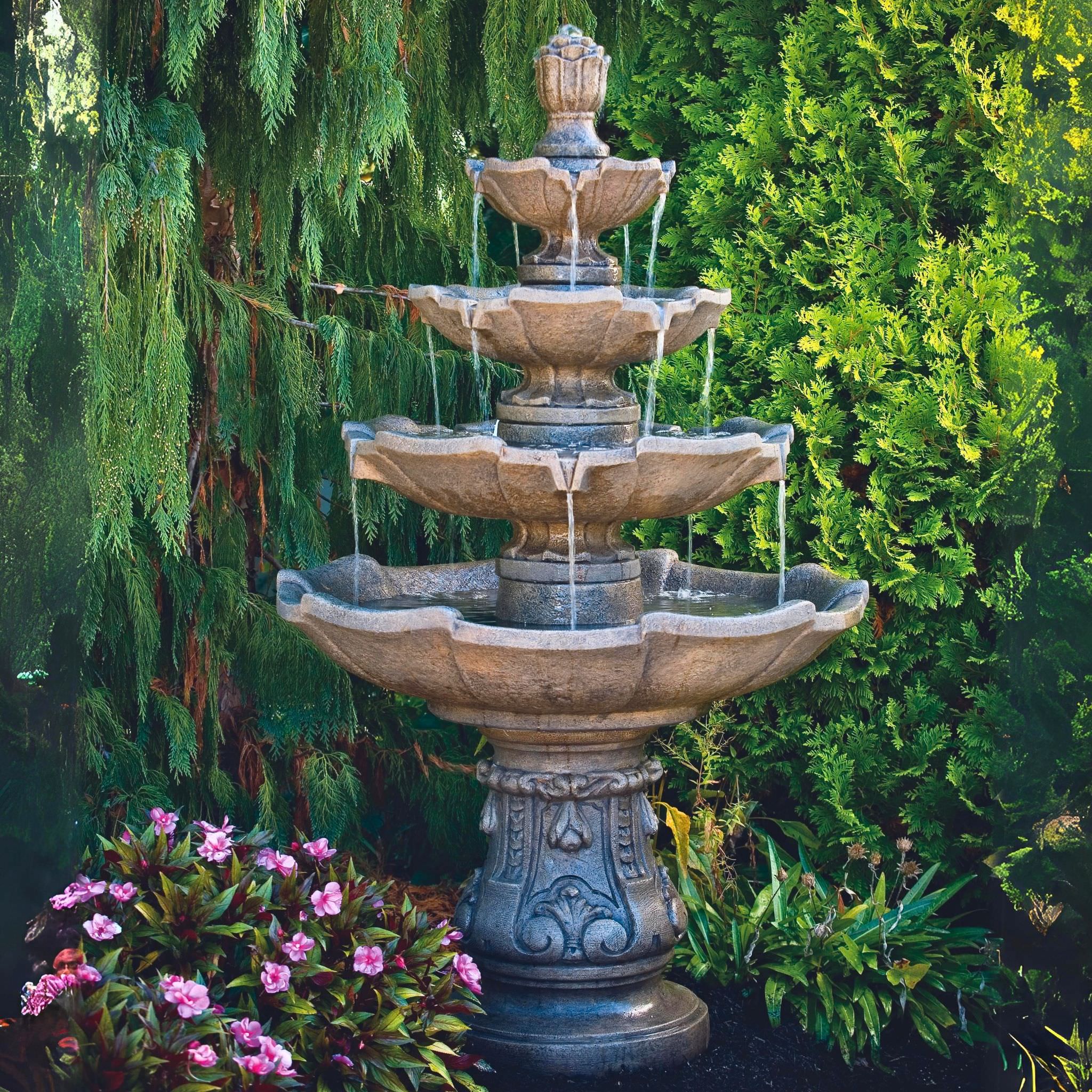 Classic 4-Tier Concrete Fountain - Massarellis