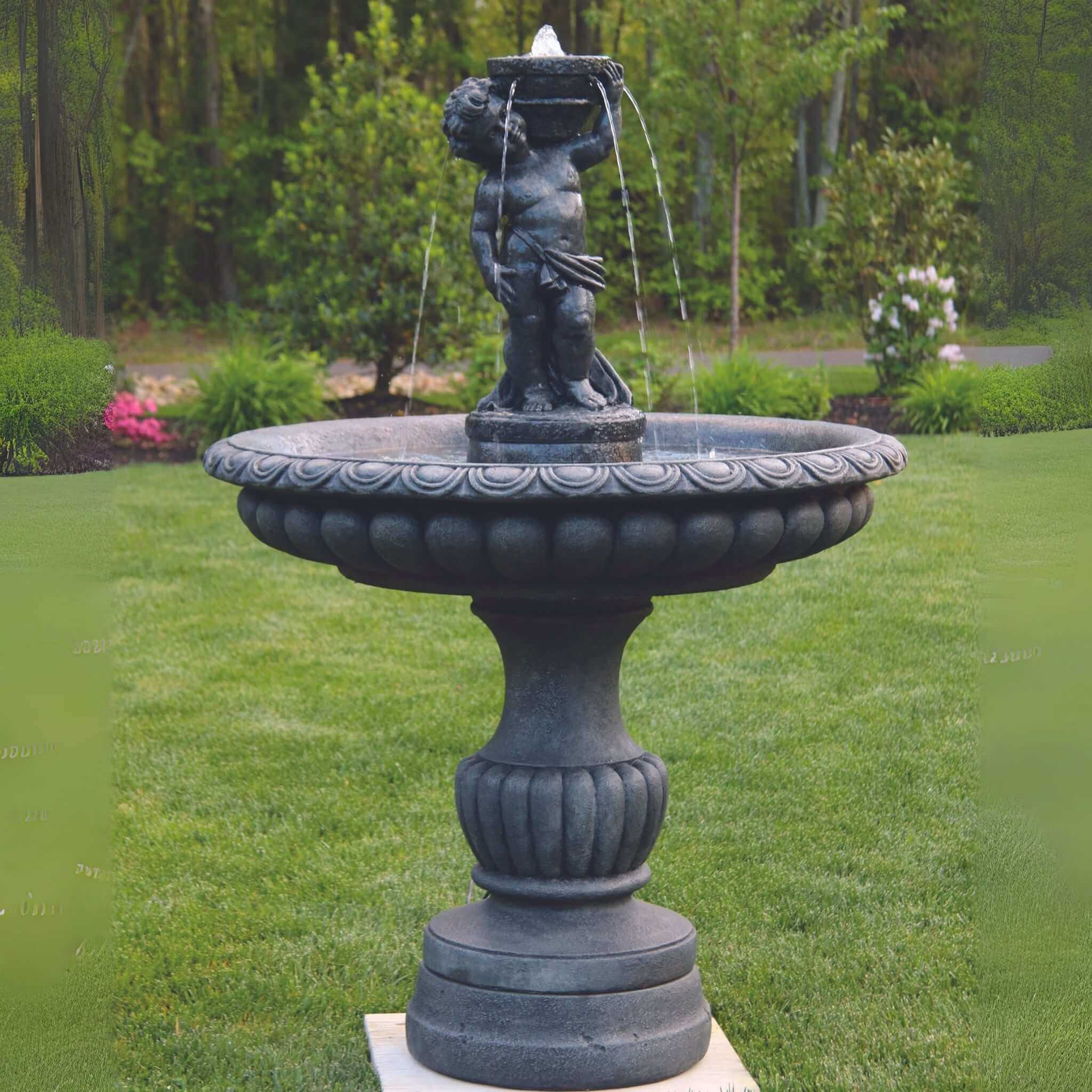 Isabella Cherub Concrete Fountain - Massarellis #3871