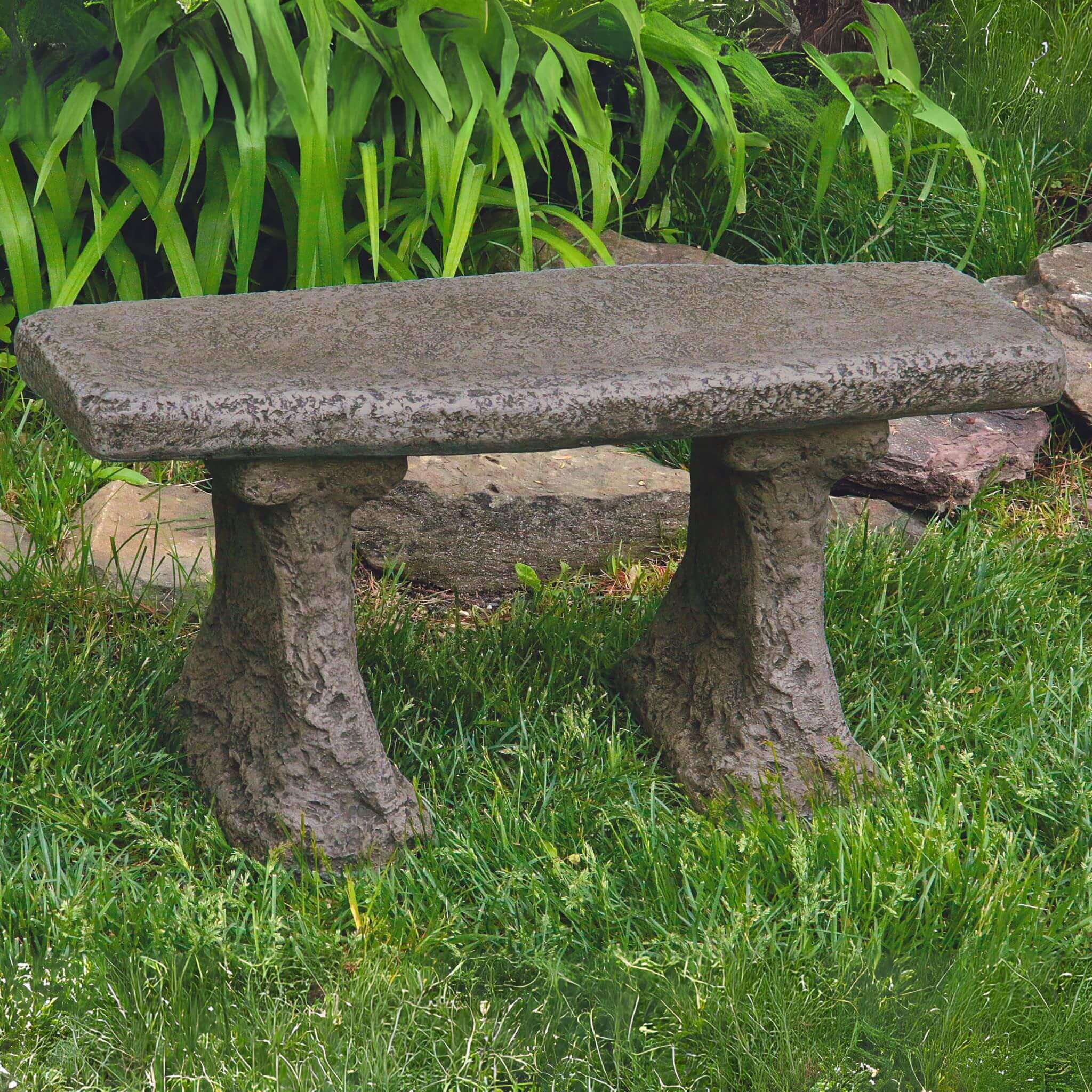 Petite Rustic Concrete Garden Bench - Massarellis #4864