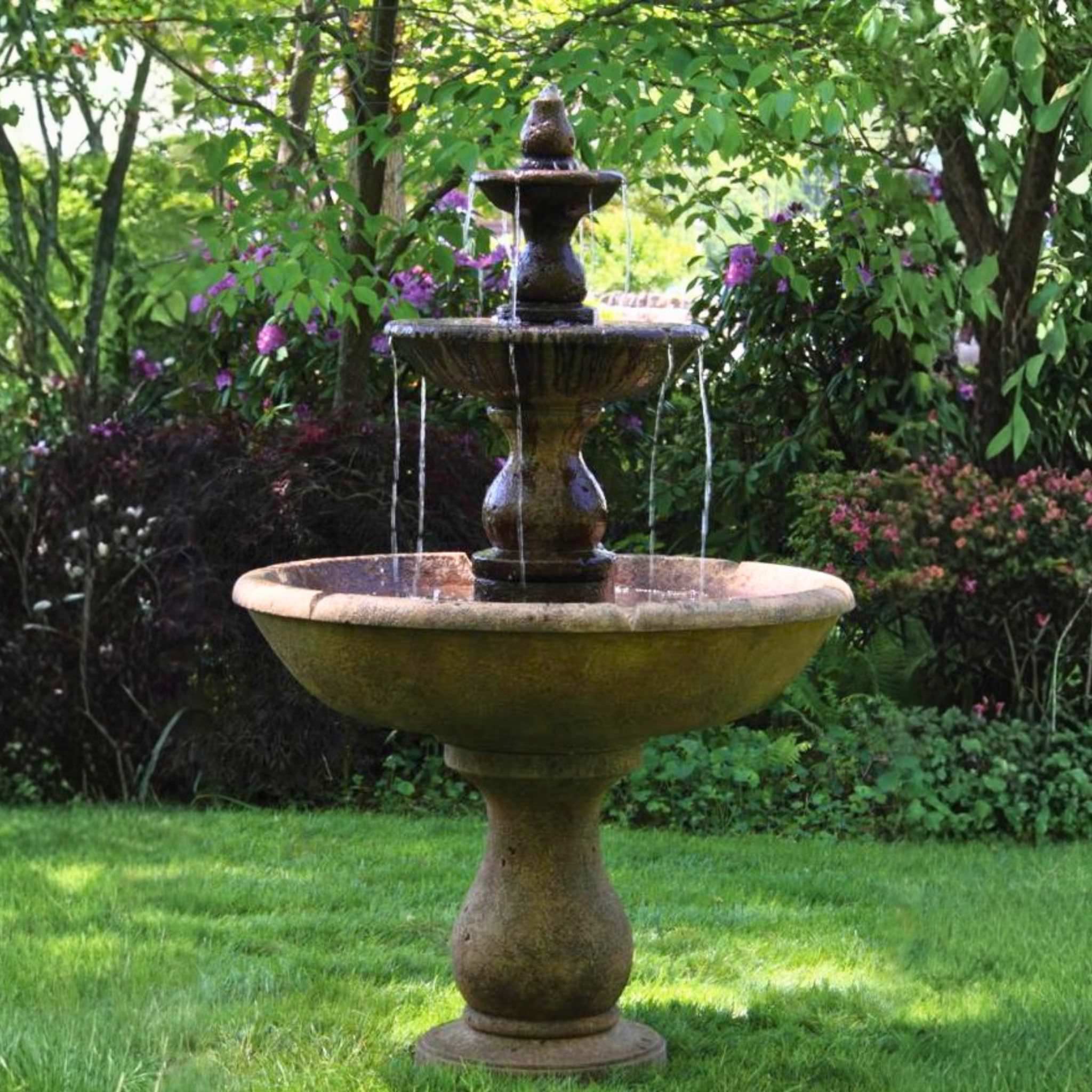 Boca Round 3-Tier Concrete Fountain - Massarellis #3780