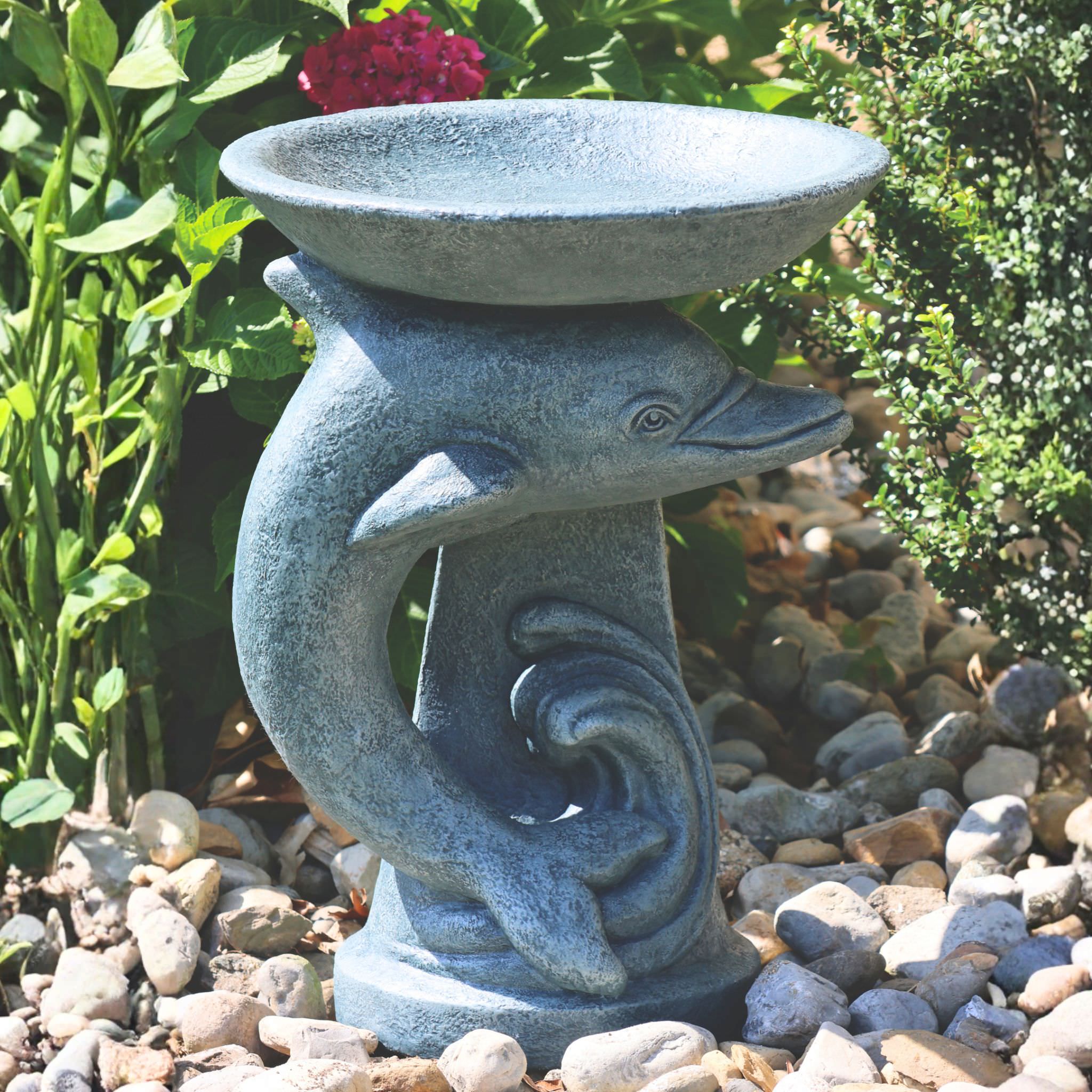 Dolphin Concrete Bird Bath - Massarellis #9778