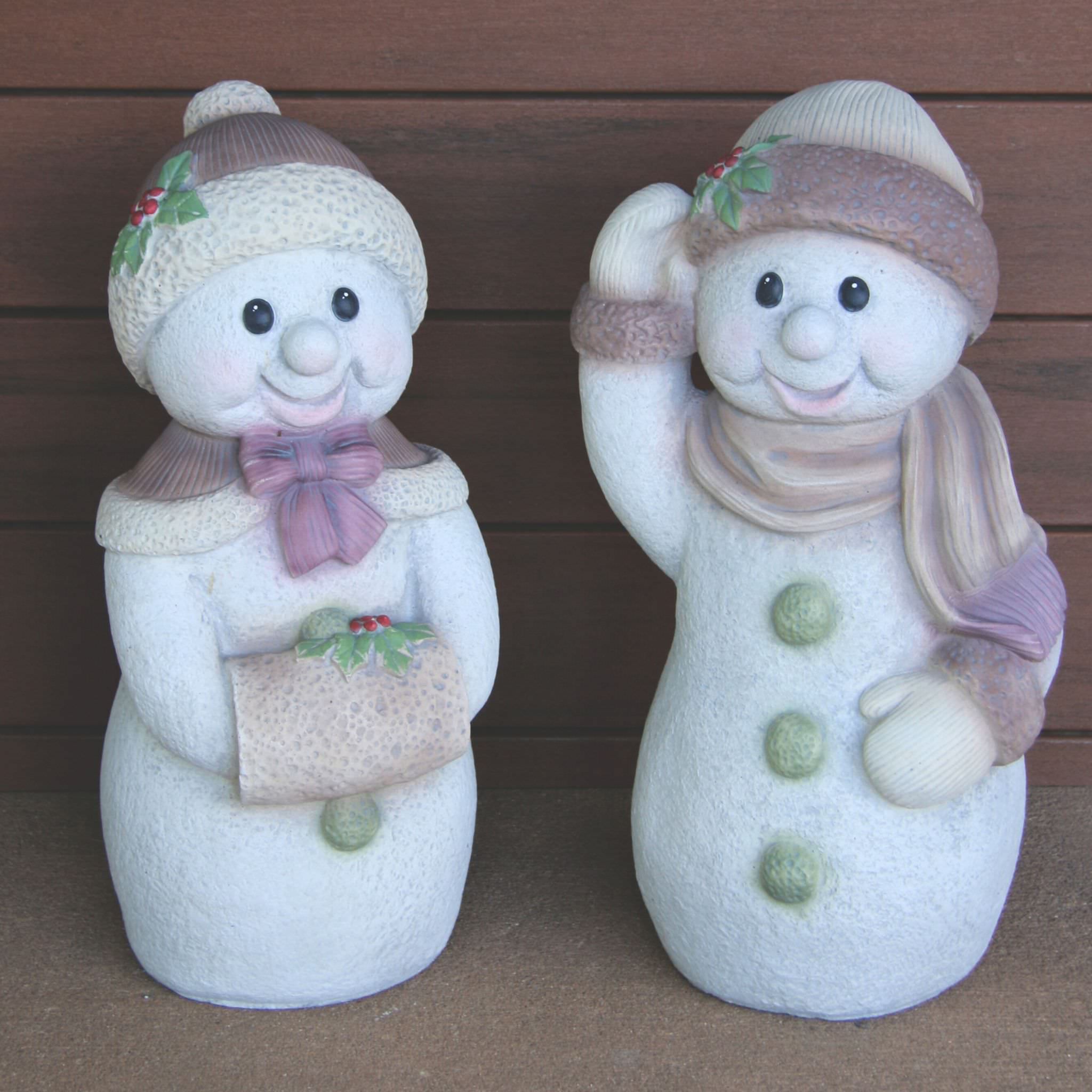 Snow Girl & Snow Boy Concrete Garden Statues - Massarellis