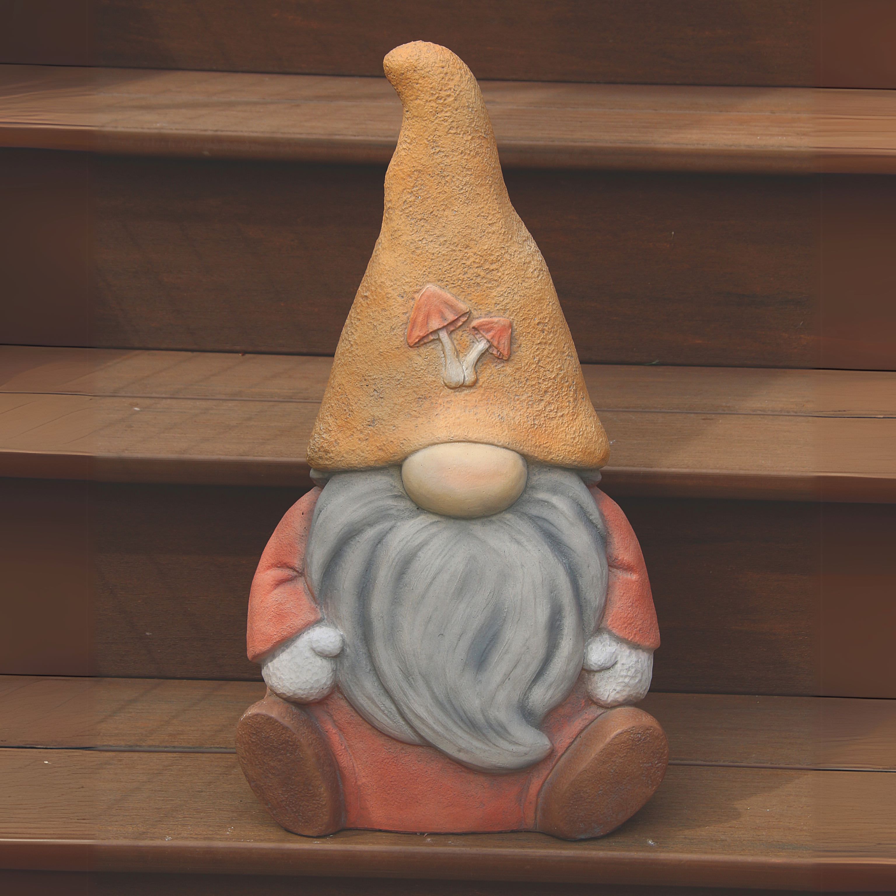 Mushroom Garden Gnome Concrete Statue - Massarellis #7606