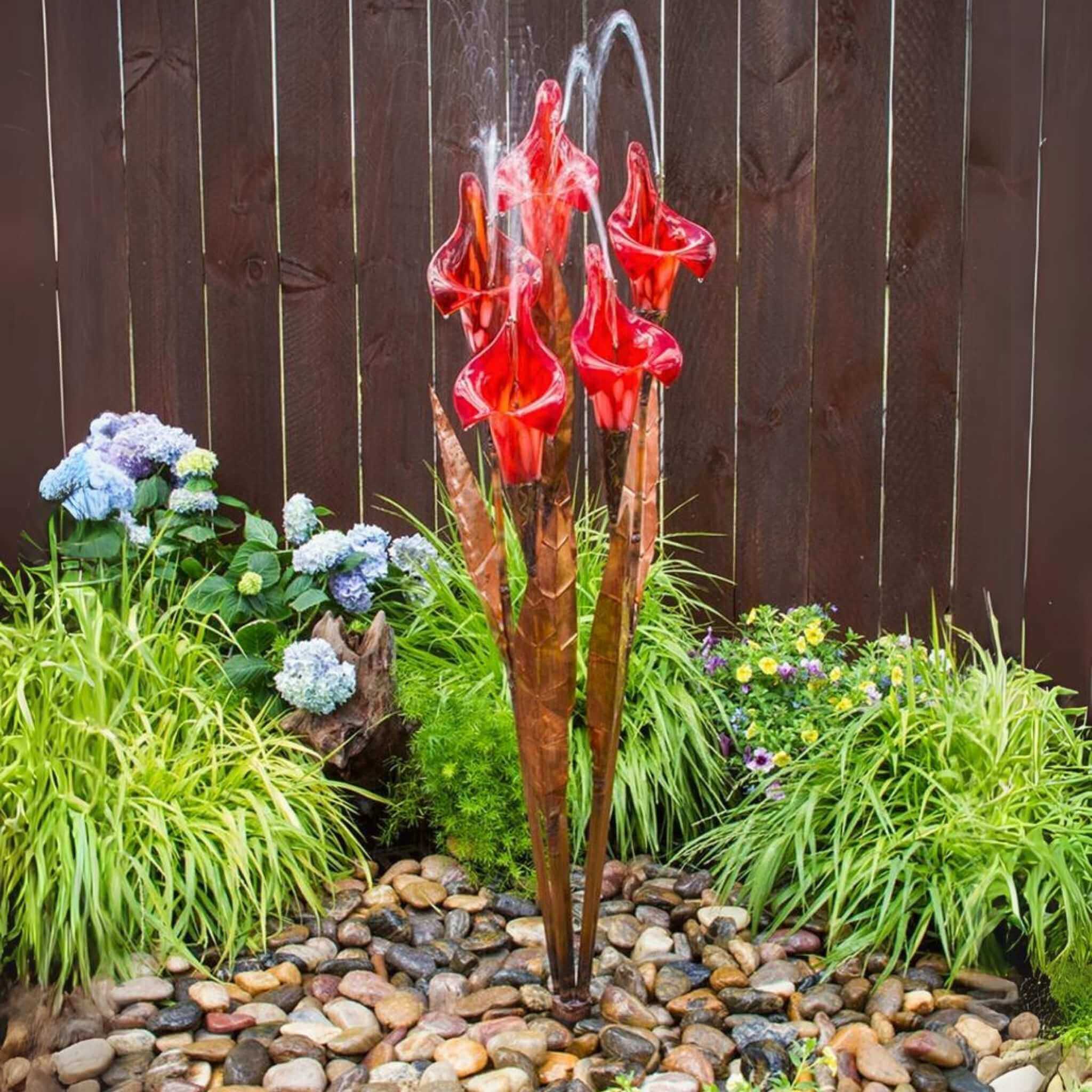 Red Iris Copper & Glass Fountain Kit - Blue Thumb