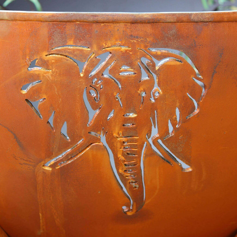 "Africa's Big Five" Wood Burning Fire Pit in Steel - Fire Pit Art