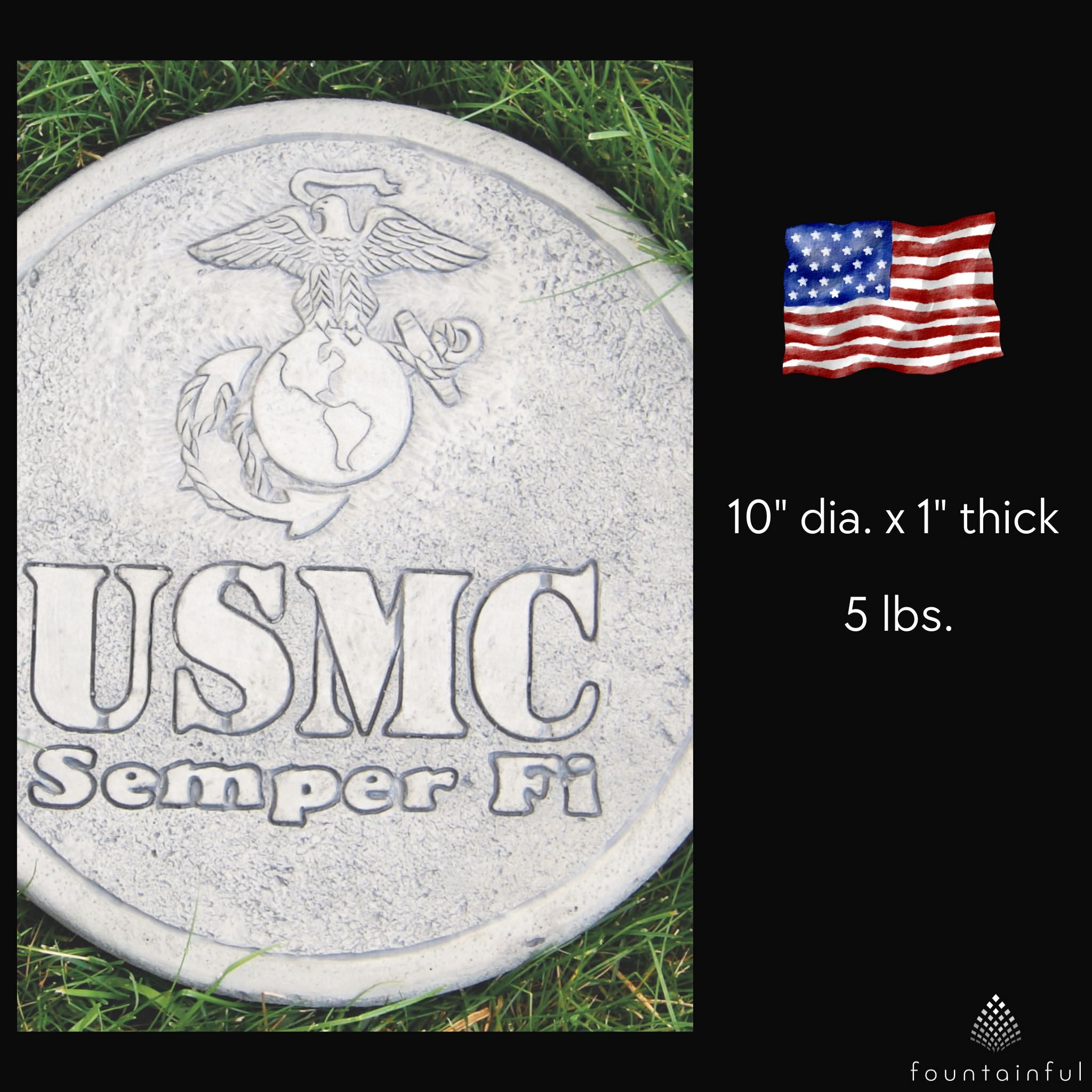 United States Marine Corps Concrete Garden Stone - Massarellis #1891