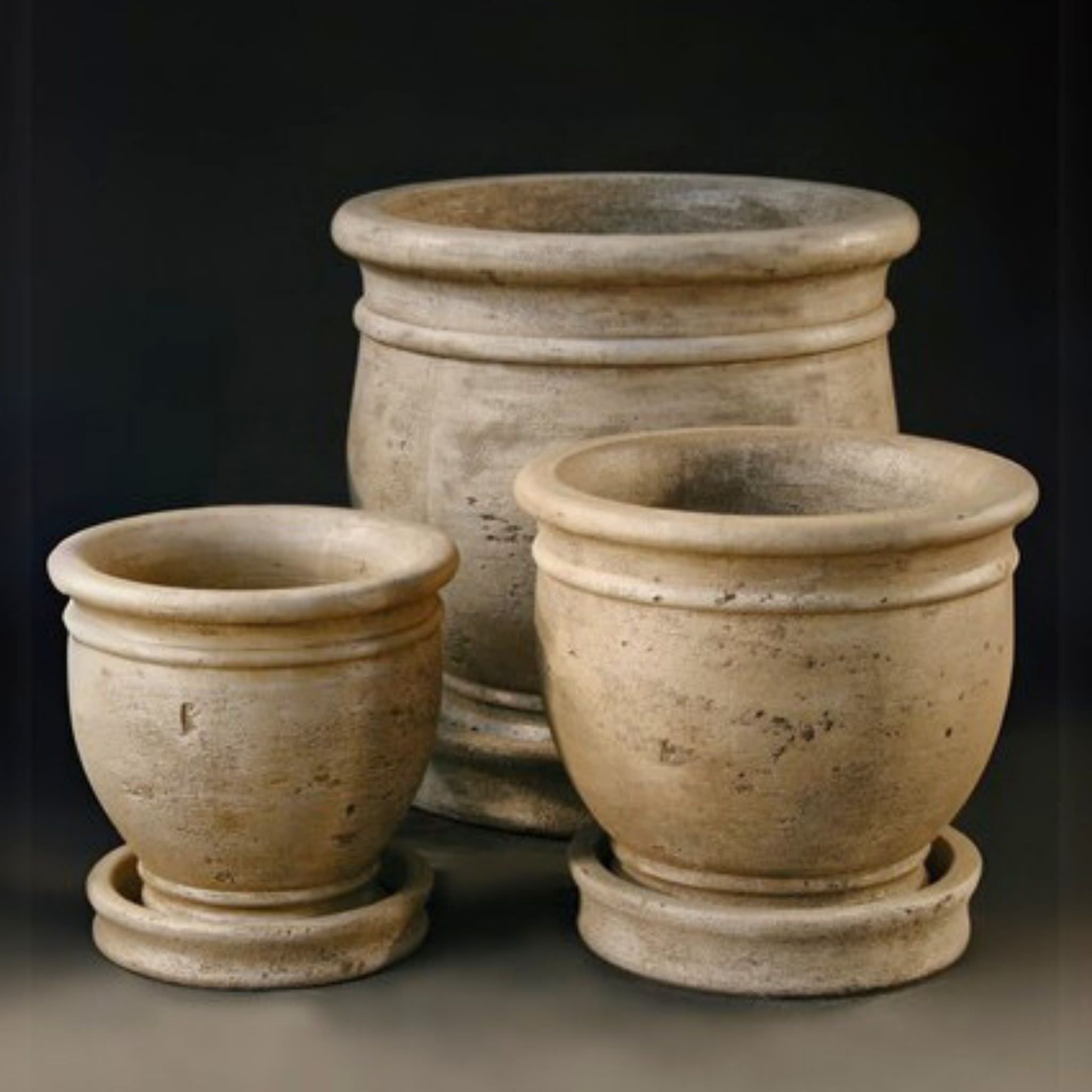 Tuscan Pot Concrete Planters w/Saucers - Fiore #LG6082