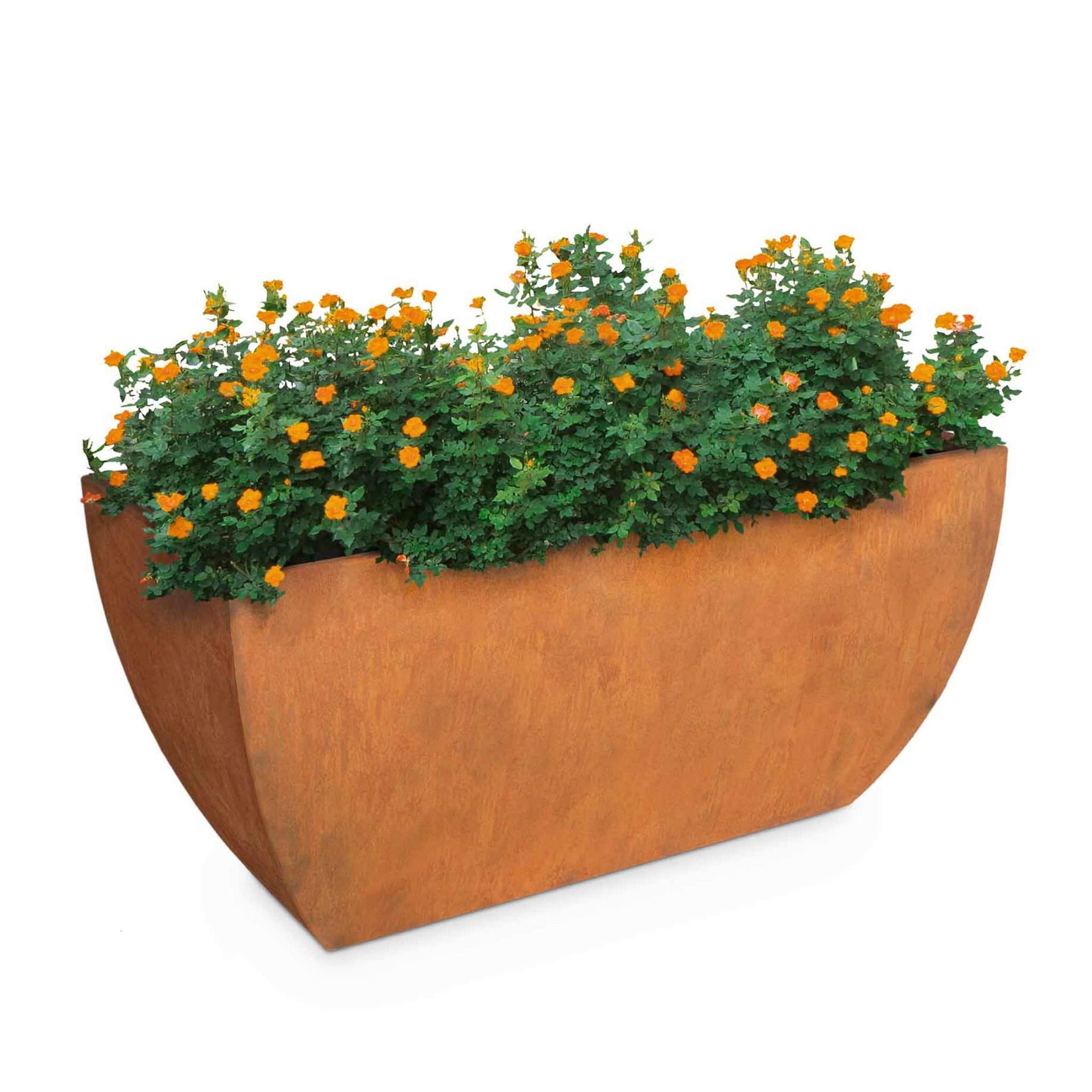 corten steel planter pots The Outdoor Plus OPT-PTSR4824 Tuscon 48 Inch Rectangular Corten Steel Planter at KBA Home Studio