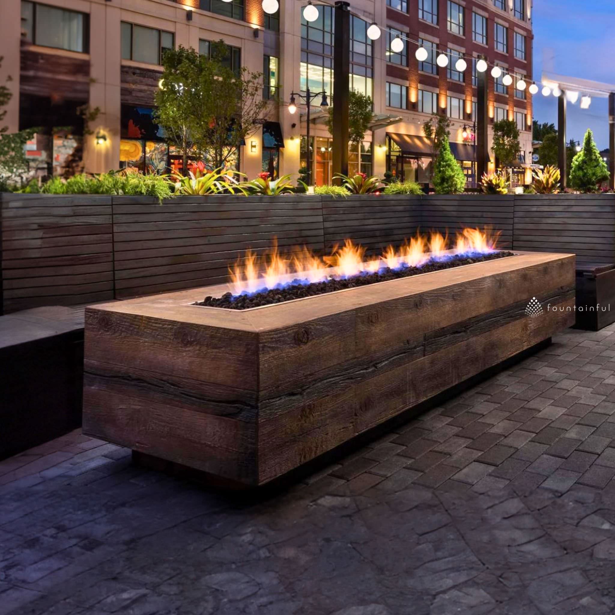 Catalina "Woodgrain" Concrete Gas Fire Pit - The Outdoor Plus