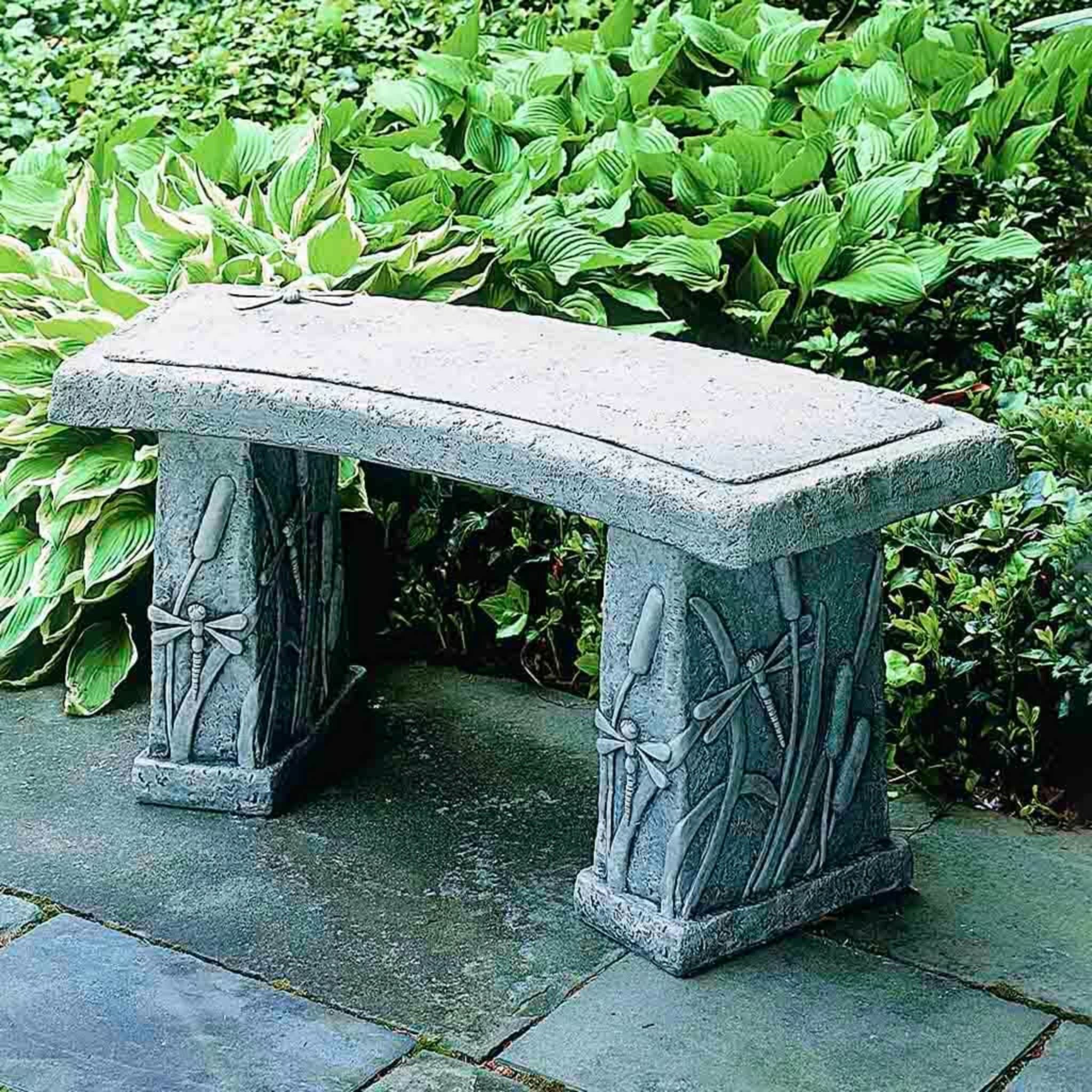 Dragonfly Curved Concrete Garden Bench - Campania #BE24