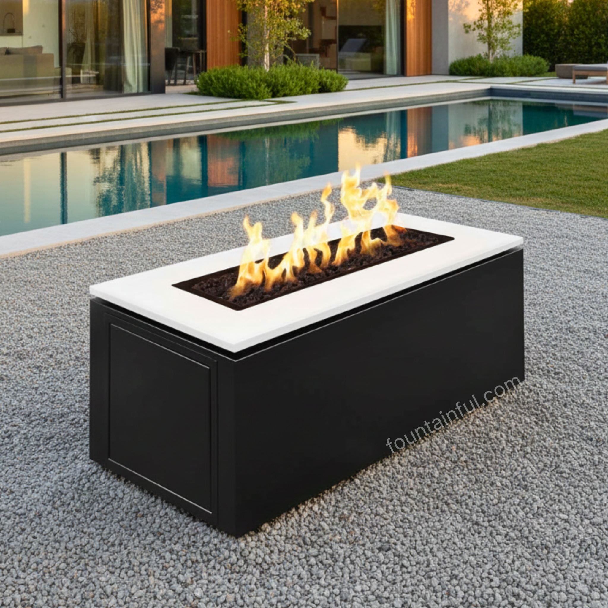 Merona Steel Gas Fire Pit Black & White Collection - Outdoor Plus