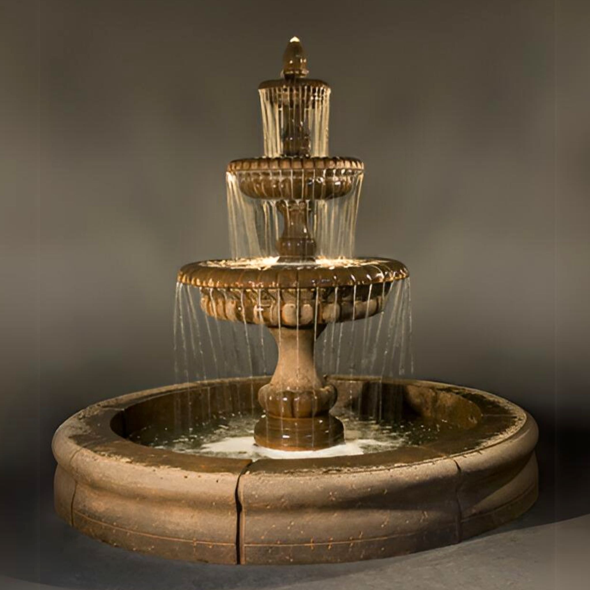 Pioggia 3-Tier Concrete Pond Fountain - Fiore #LG163