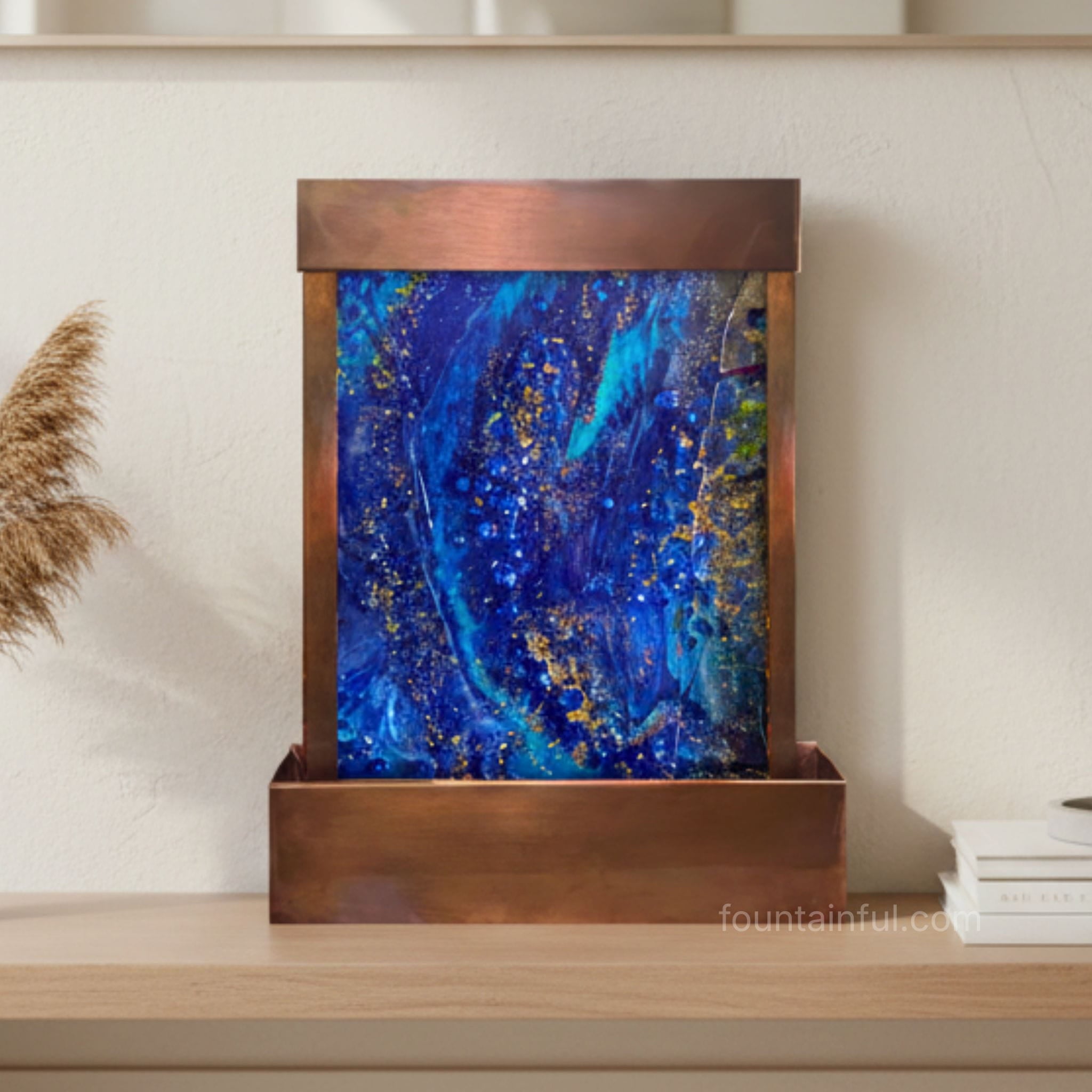 Geode Tabletop Artwork Fountain - Metal Glass Acrylic - Cameron Harvey