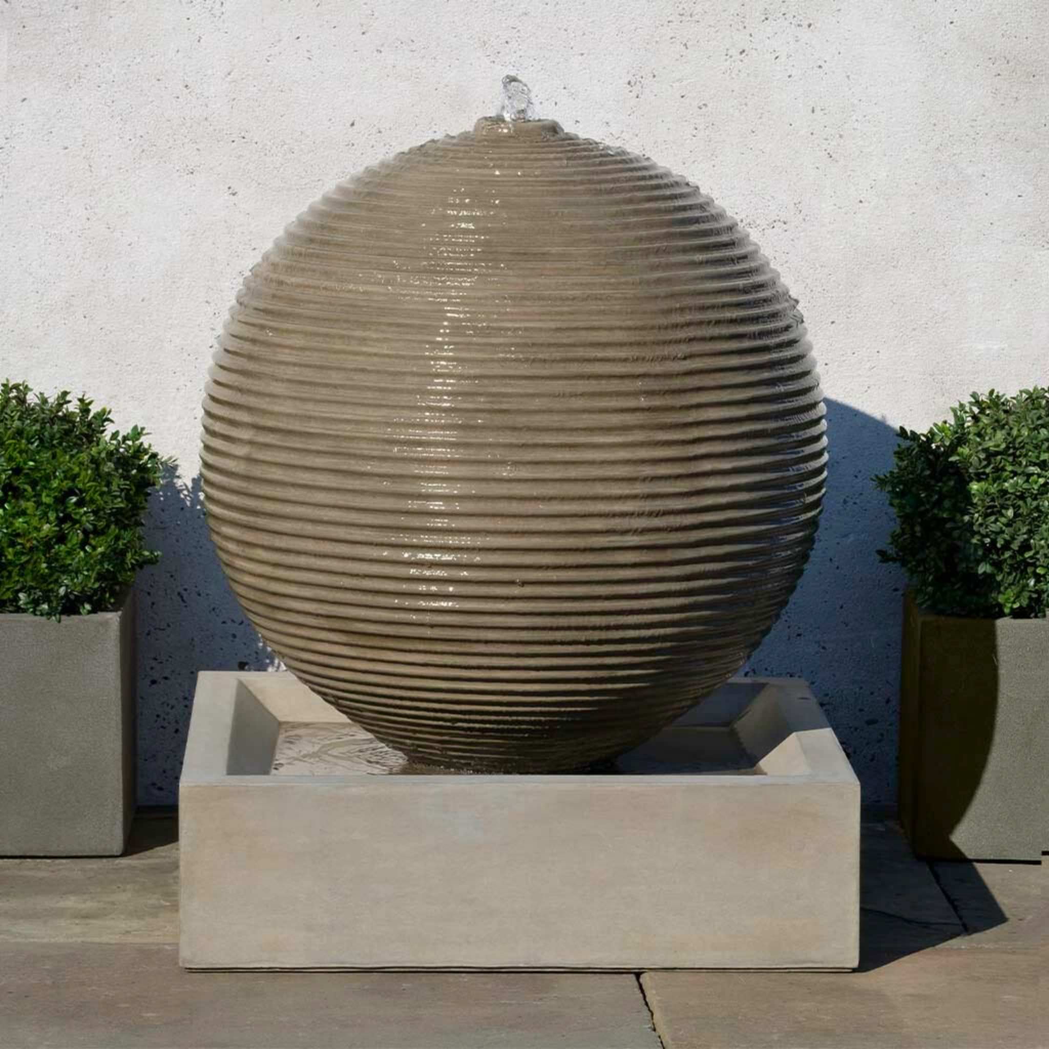 Ribbed Sphere GFRC Garden Fountain - Campania #1114