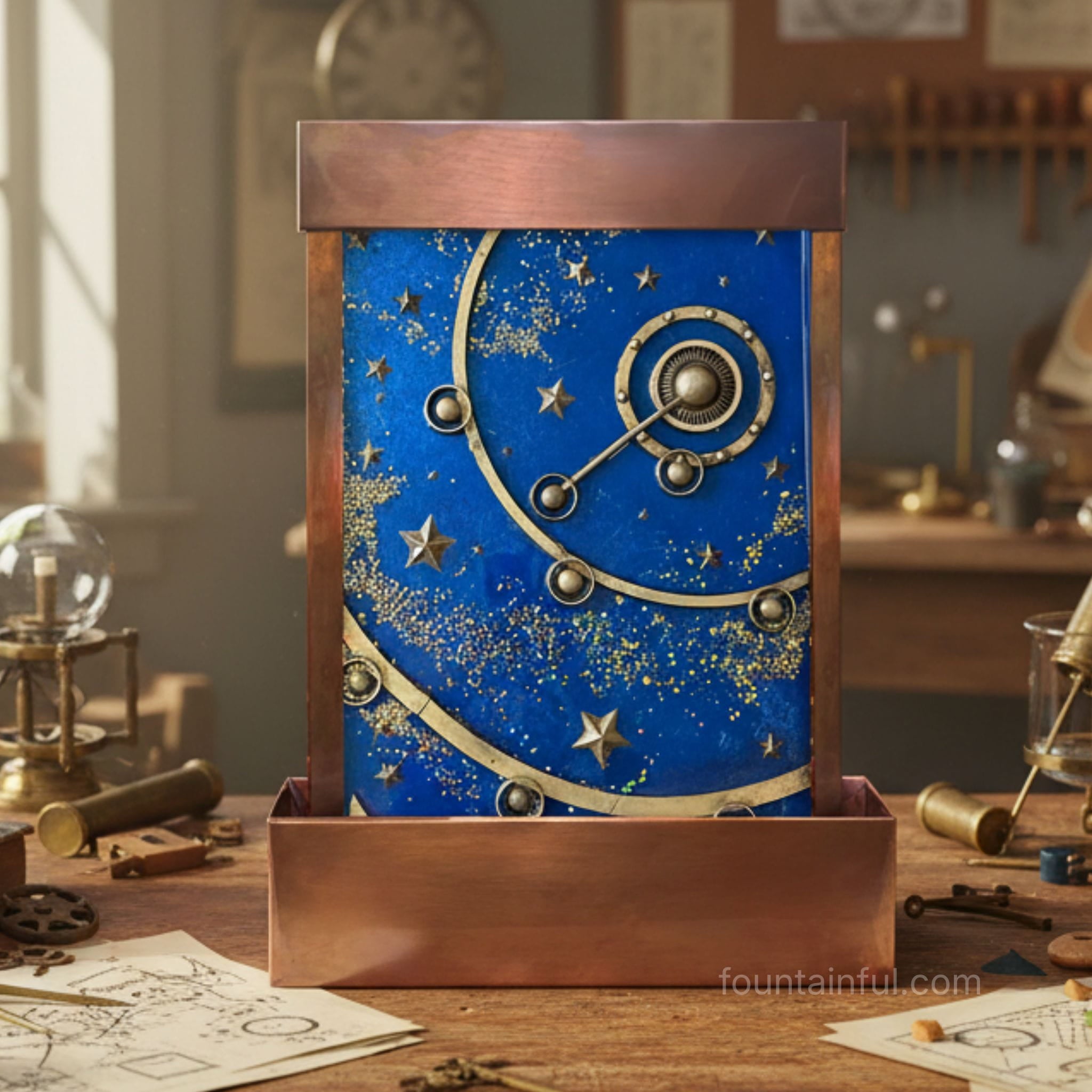 Celestial Machinations Tabletop Artwork Galaxy Fountain - Cameron Harvey - Metals - Acrylic