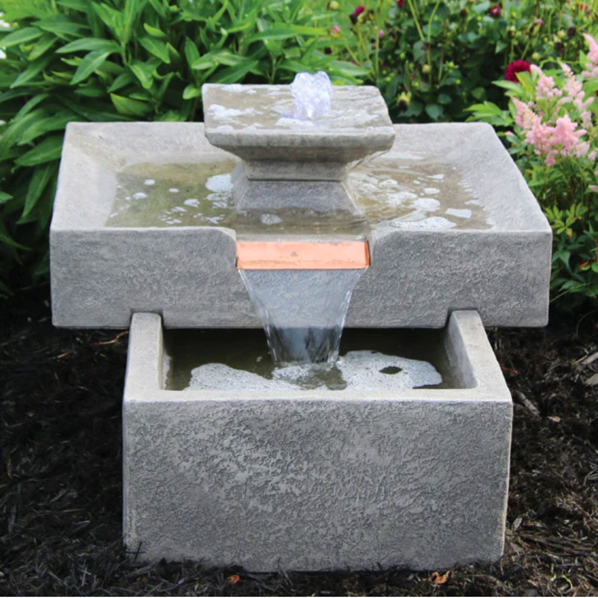 Linear Lighted Cascade Concrete Fountain - Massarellis #3881
