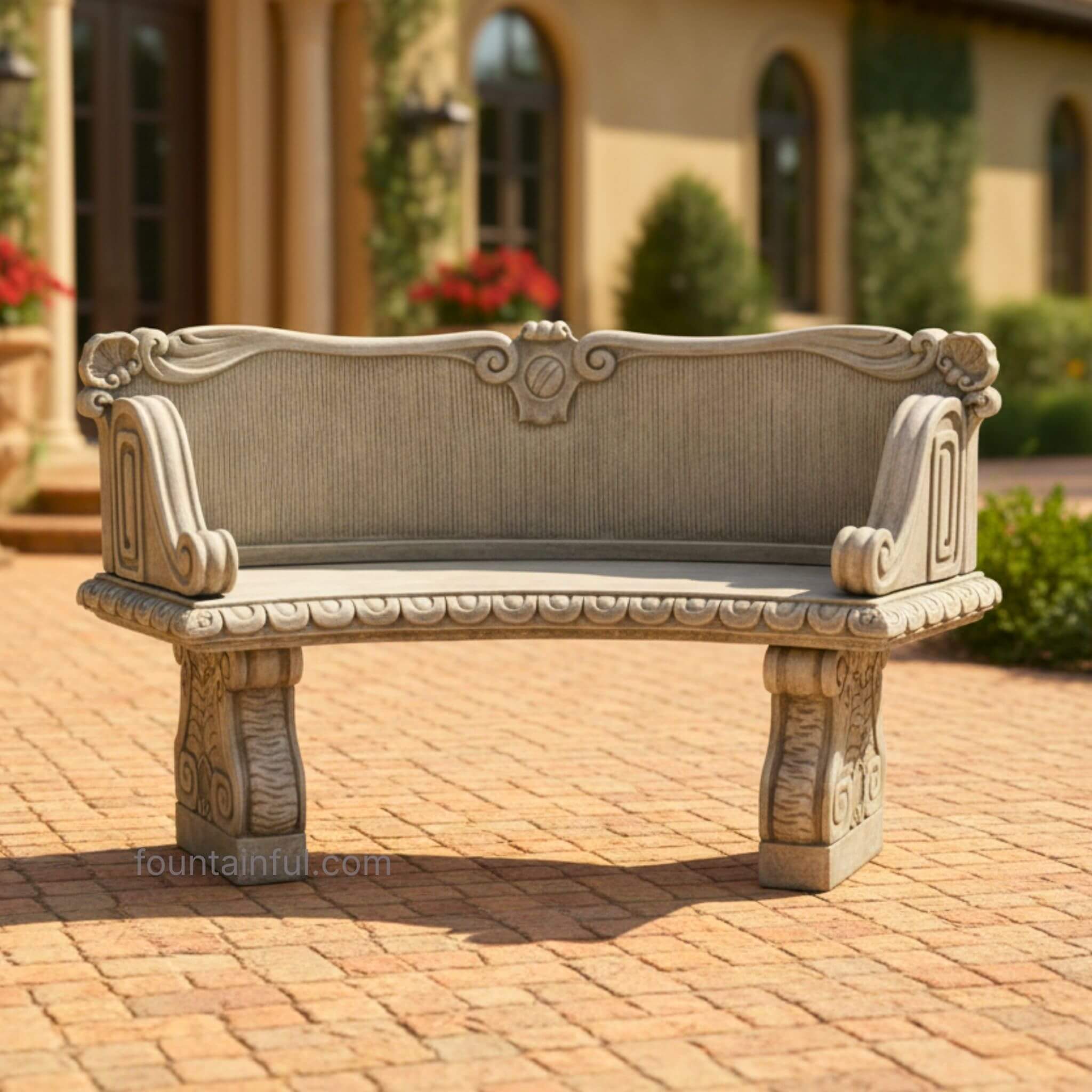 Palladio Curved Concrete Garden Bench - Giannini #559