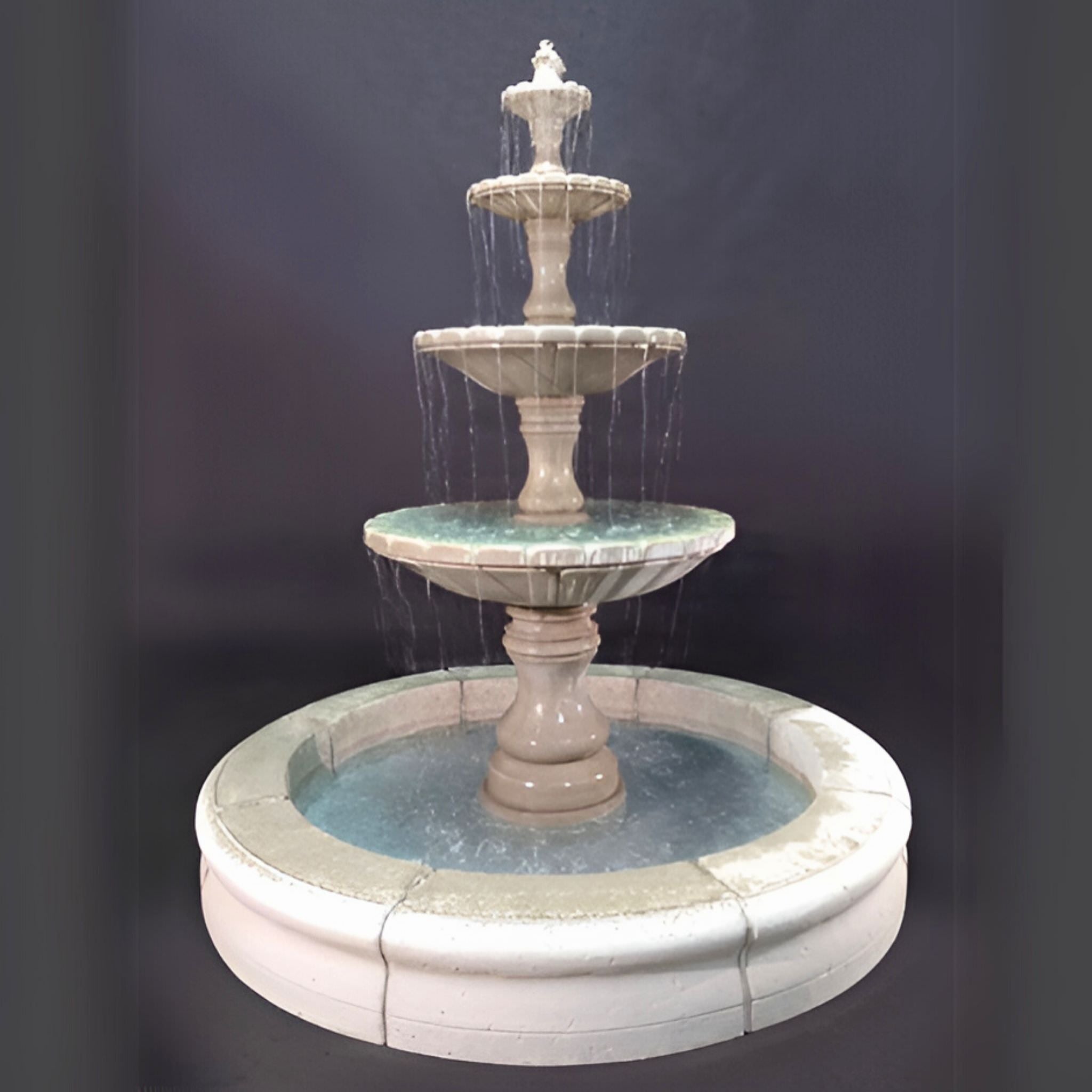 Monaco Tall 4-Tier Concrete Pond Fountain - Fiore #LG169F4R