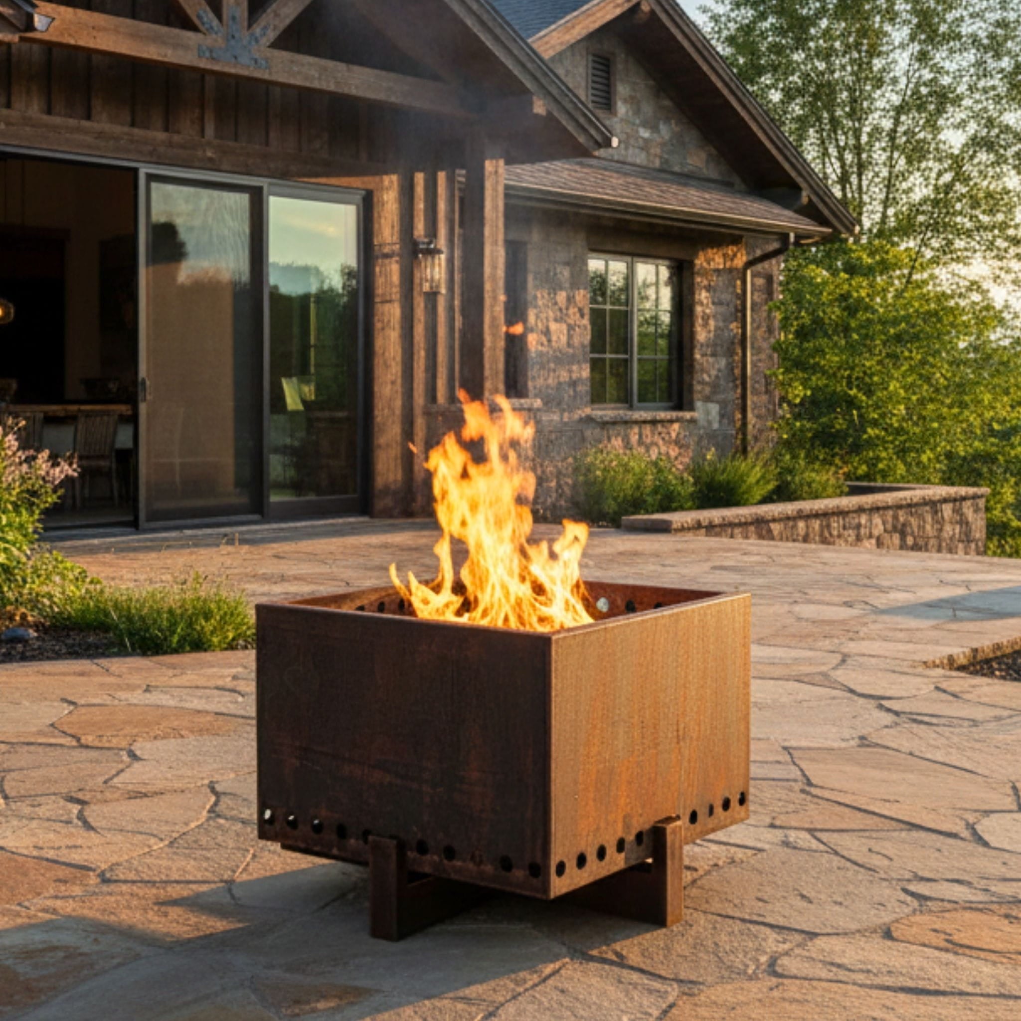 Helix Smokeless Fire Pit in Corten Steel - Outdoor Plus
