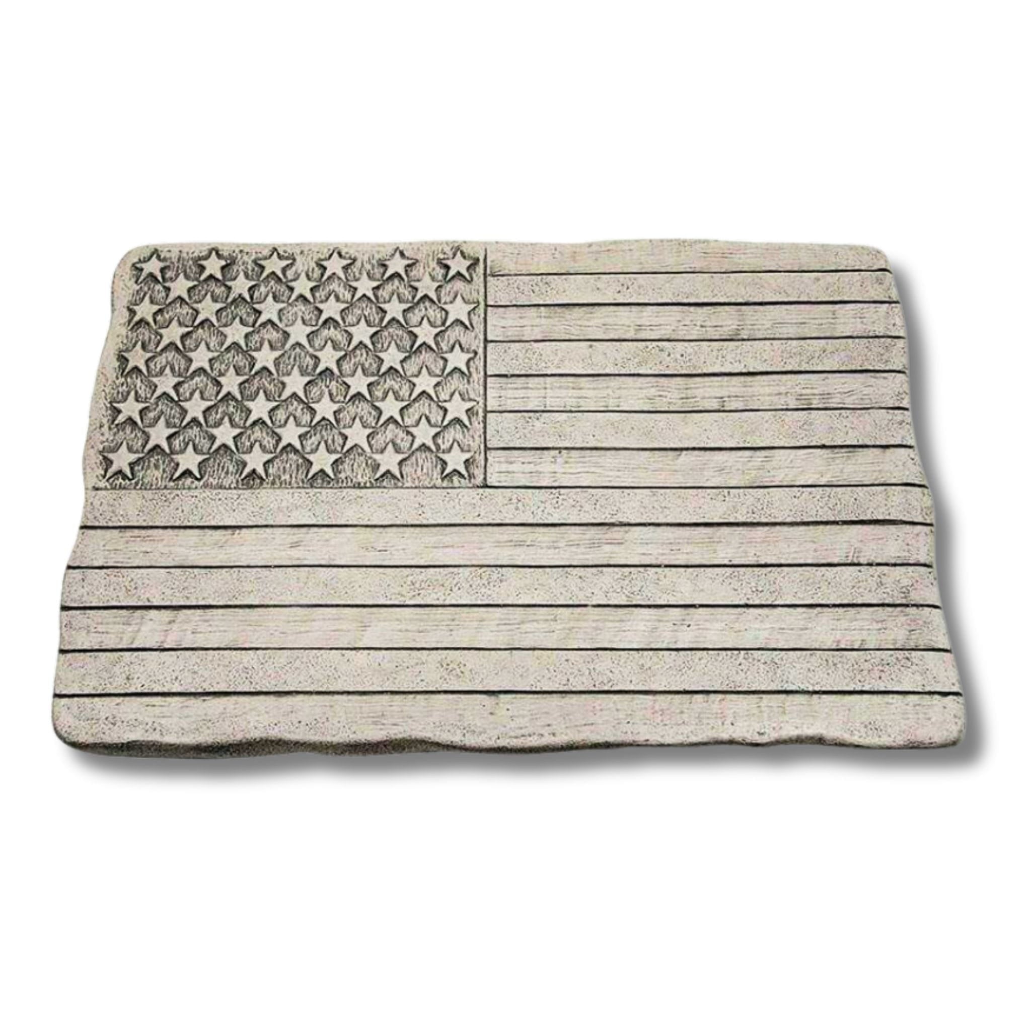 American Flag Concrete Garden Greeting Stone - Massarellis #1776