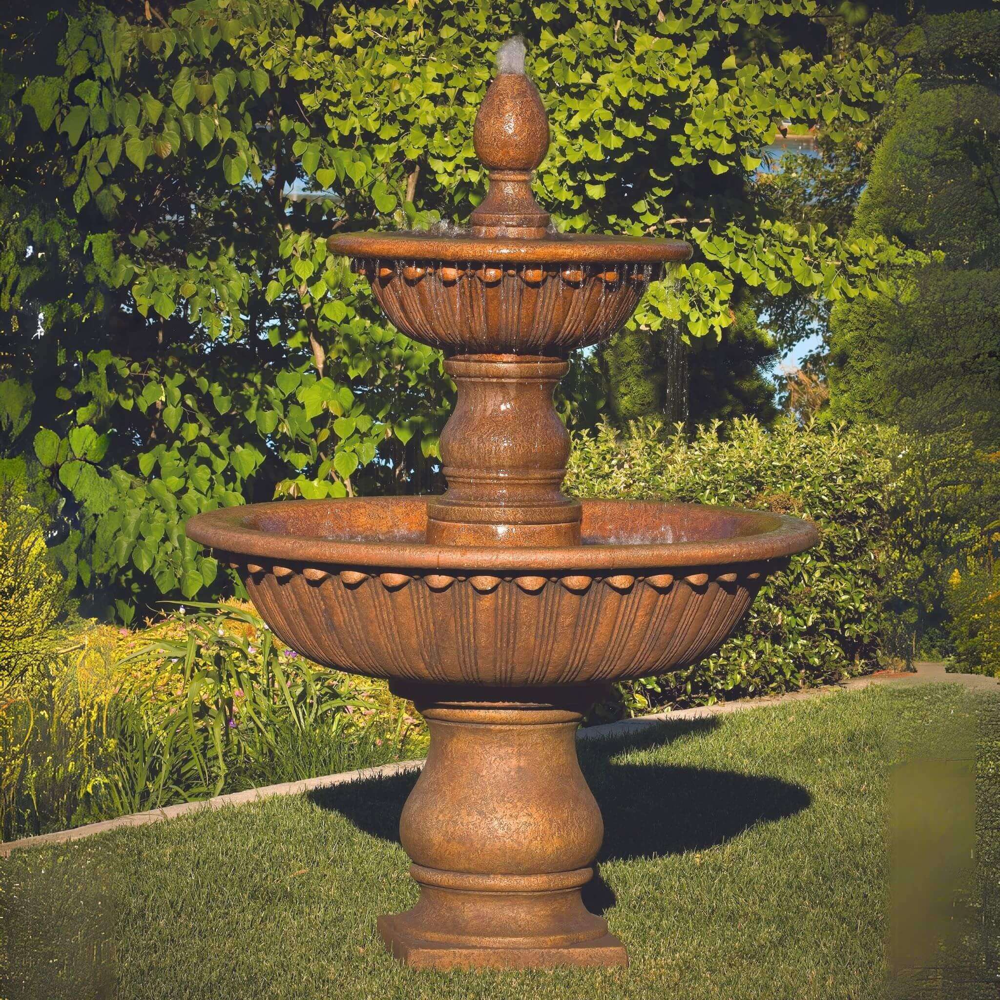 Florentine Globed 2-Tier Concrete Fountain