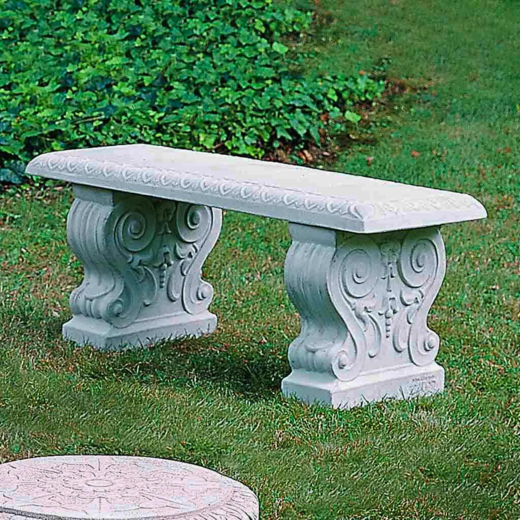 Traditional Straight Concrete Garden Bench - Campania #BE02
