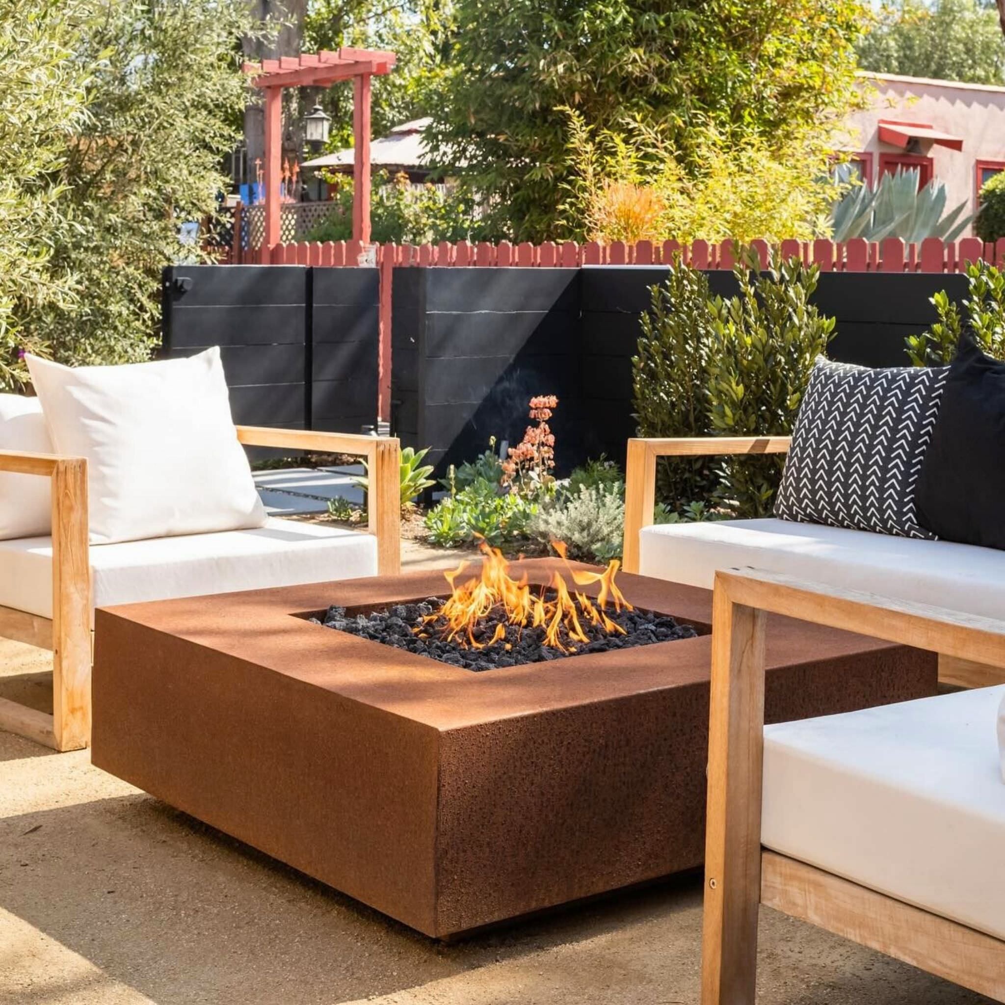 Cabo Square Gas Fire Pits - Outdoor Plus - Corten Steel- Stainless Steel - Copper