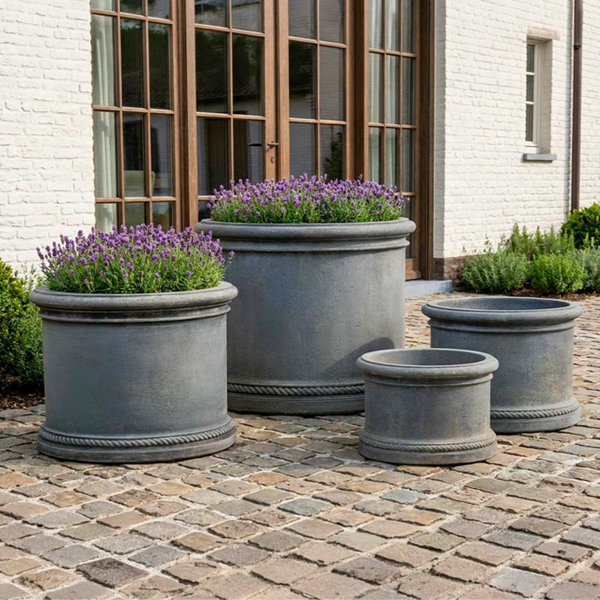 Gramercy Round Concrete Planters - Campania - P980 P1030 P1031 P1032 - Handmade Garden Decor