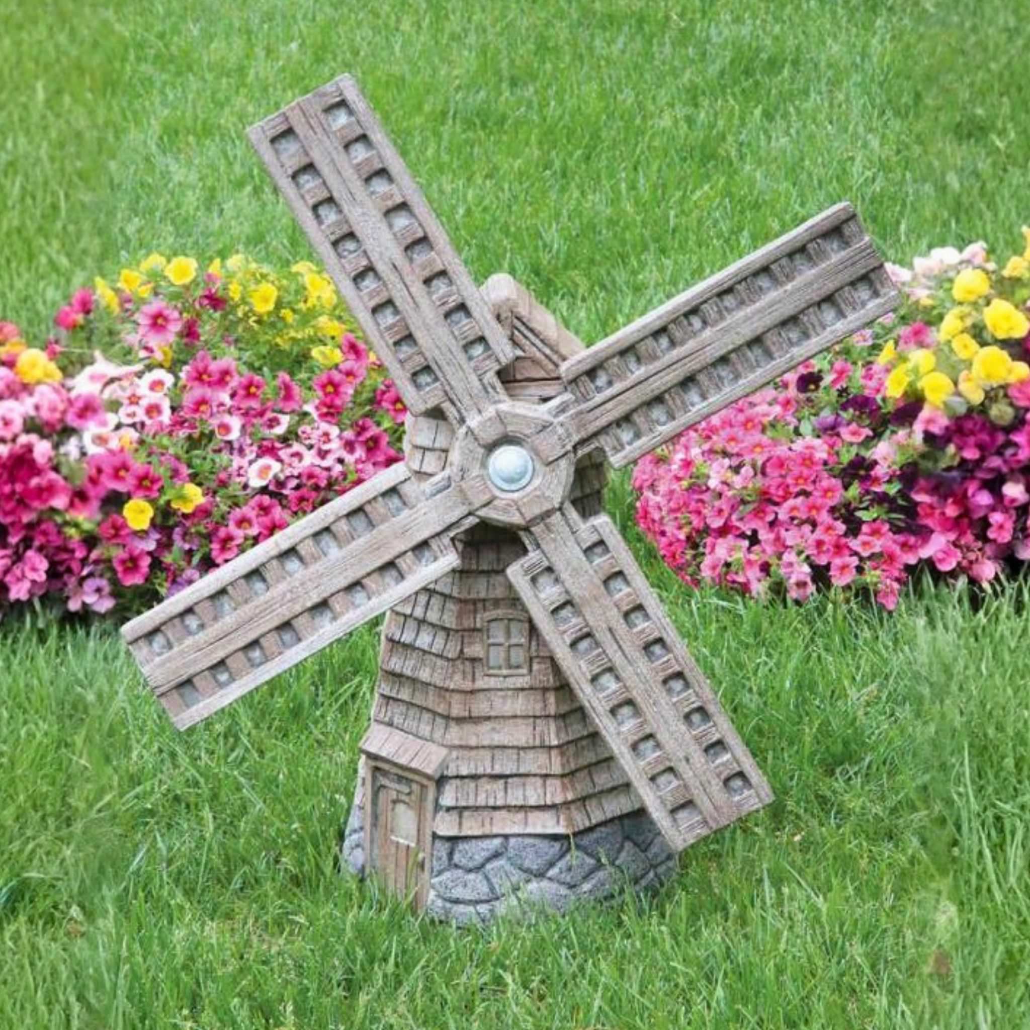 Windmill Whispering Woods Concrete Statue - Massarellis #4093 - Fantasy Fairy Garden Decor