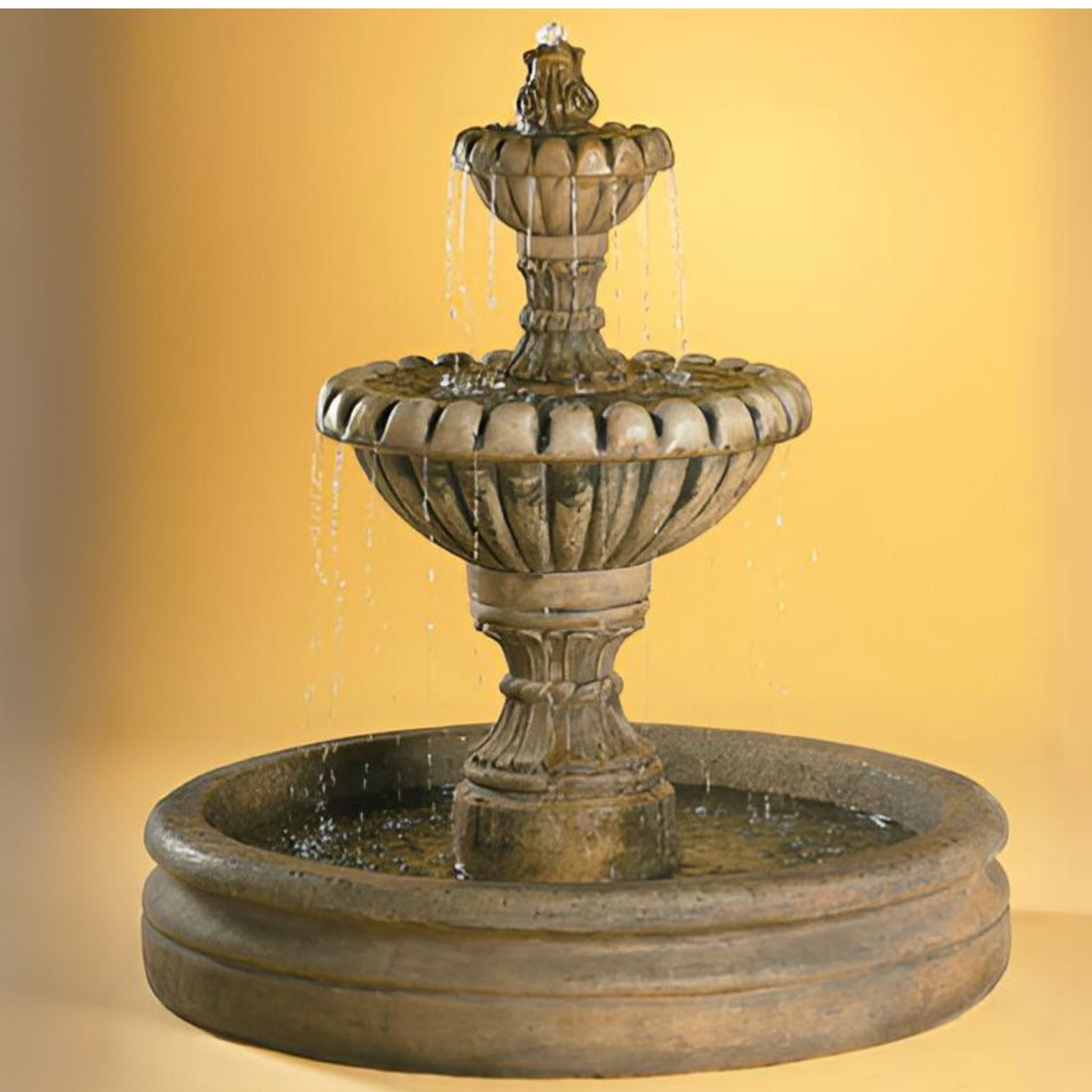 Marsala 2-Tier Concrete Fountain with Basin - Fiore #AV113F46