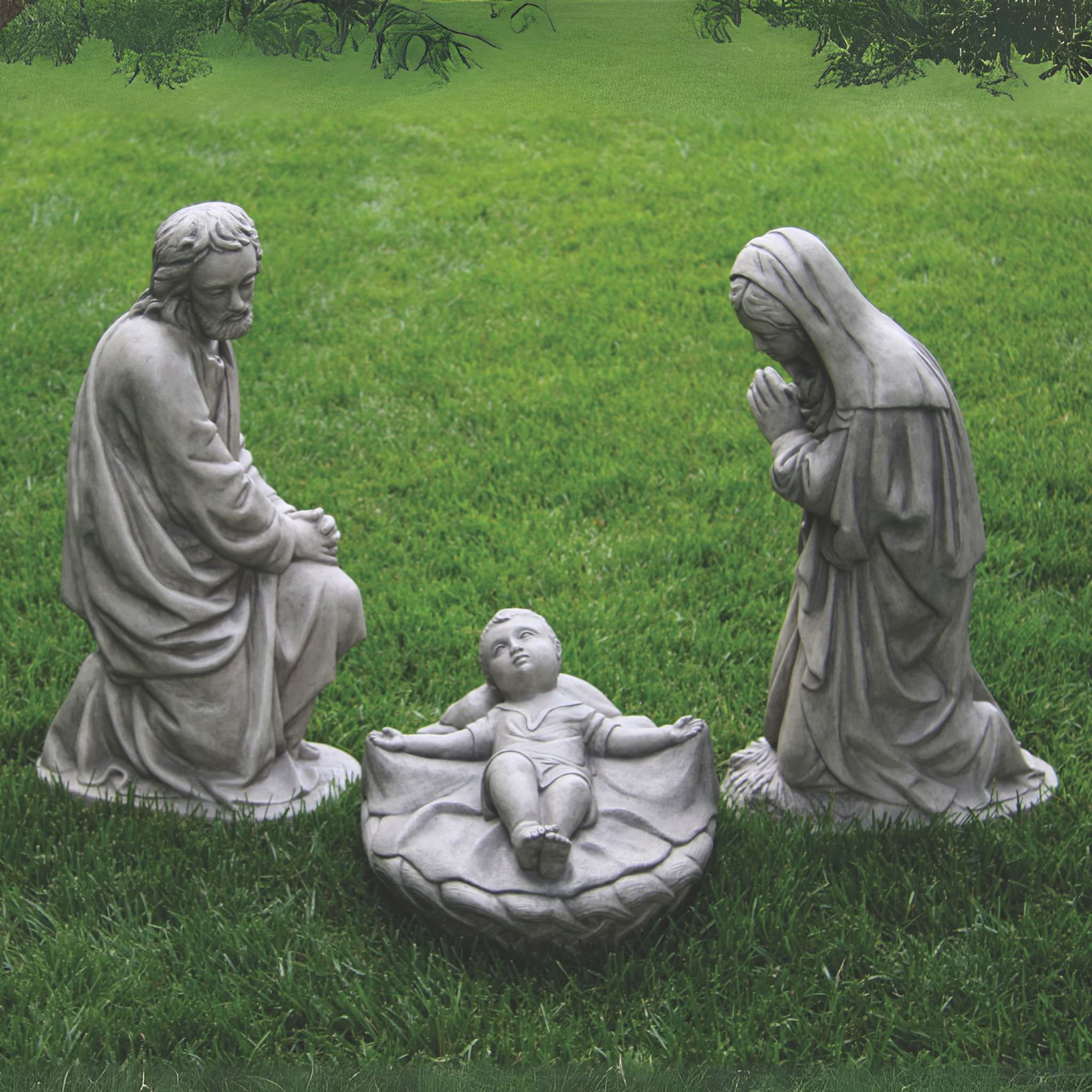 Large Nativity Set Concrete Garden Statues - Massarellis #43703