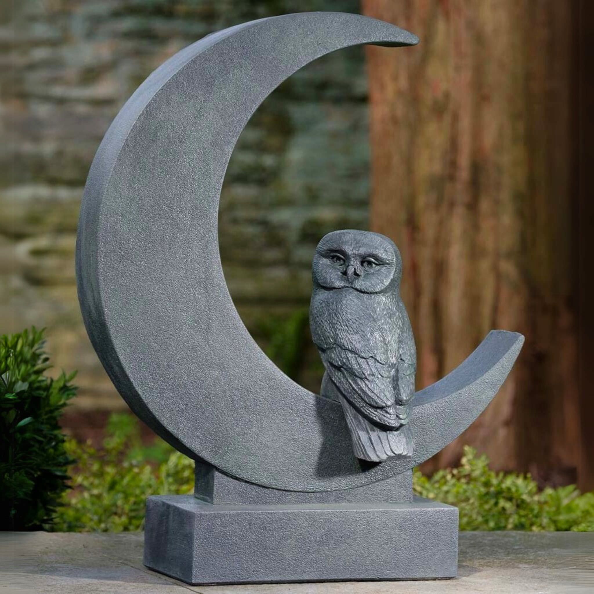 Lunar Owl Concrete Garden Statue - Campania #A667