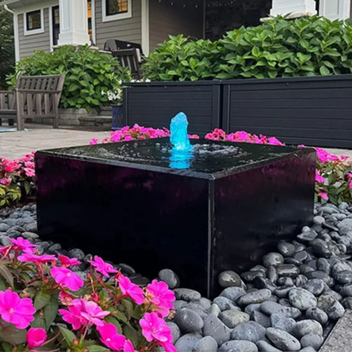 Acrylic Cuboid Block Heiho Fountain - Modern Architectural Water Feature