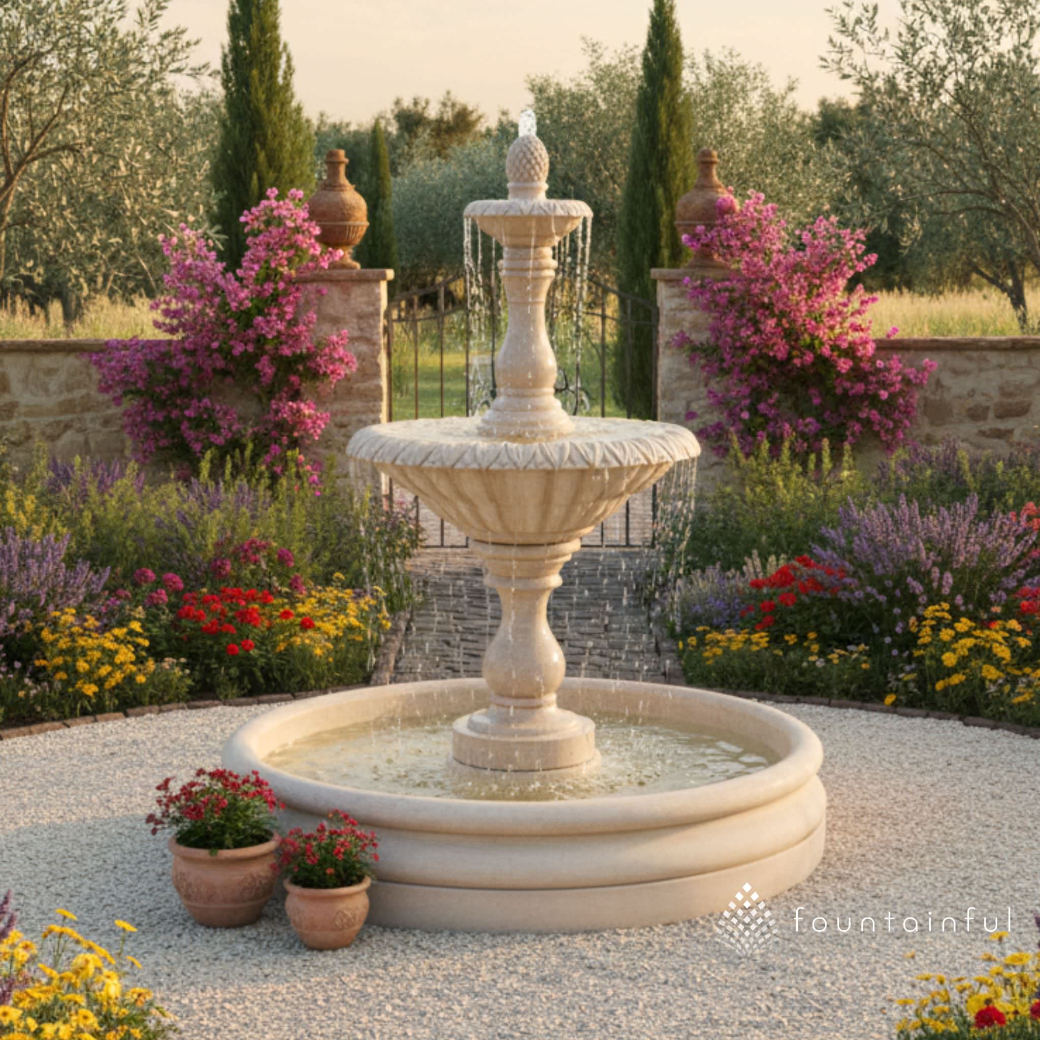 Four Seasons 2-Tier Fountain w/46"Basin - Fiore #2088F46