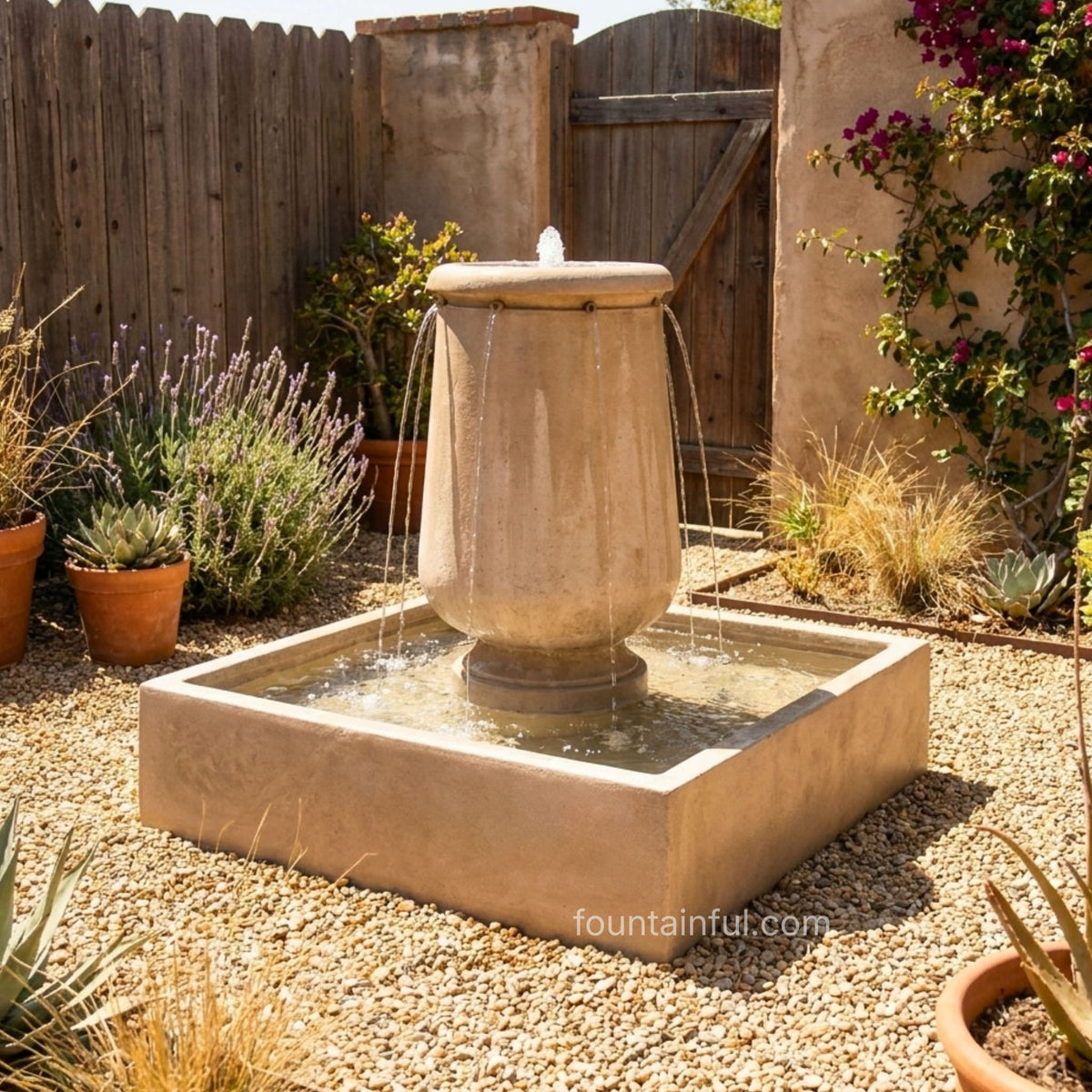 Planum Urna Concrete Fountain - Giannini #1741 - Handmade Italian Vase Garden Decor
