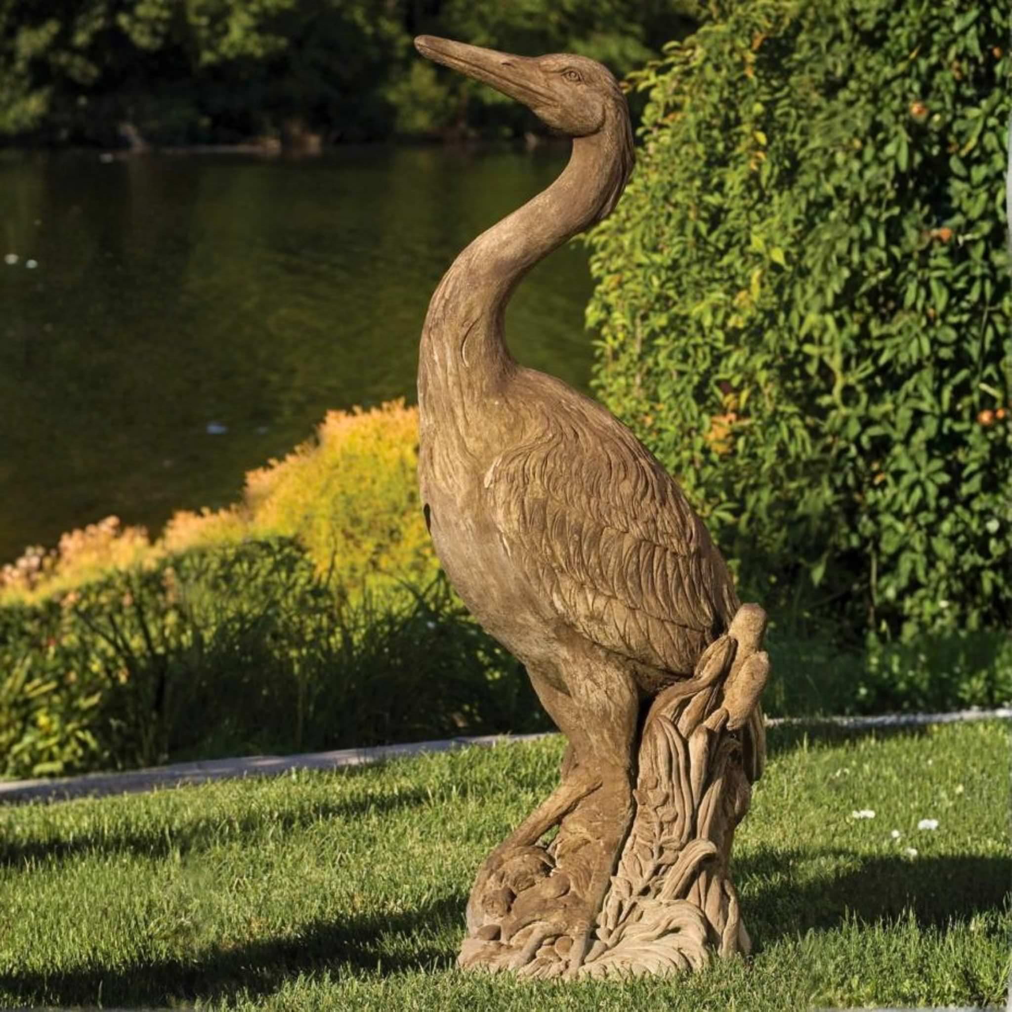 Heron (4 ft.) Concrete Garden Statue - Massarellis #2145