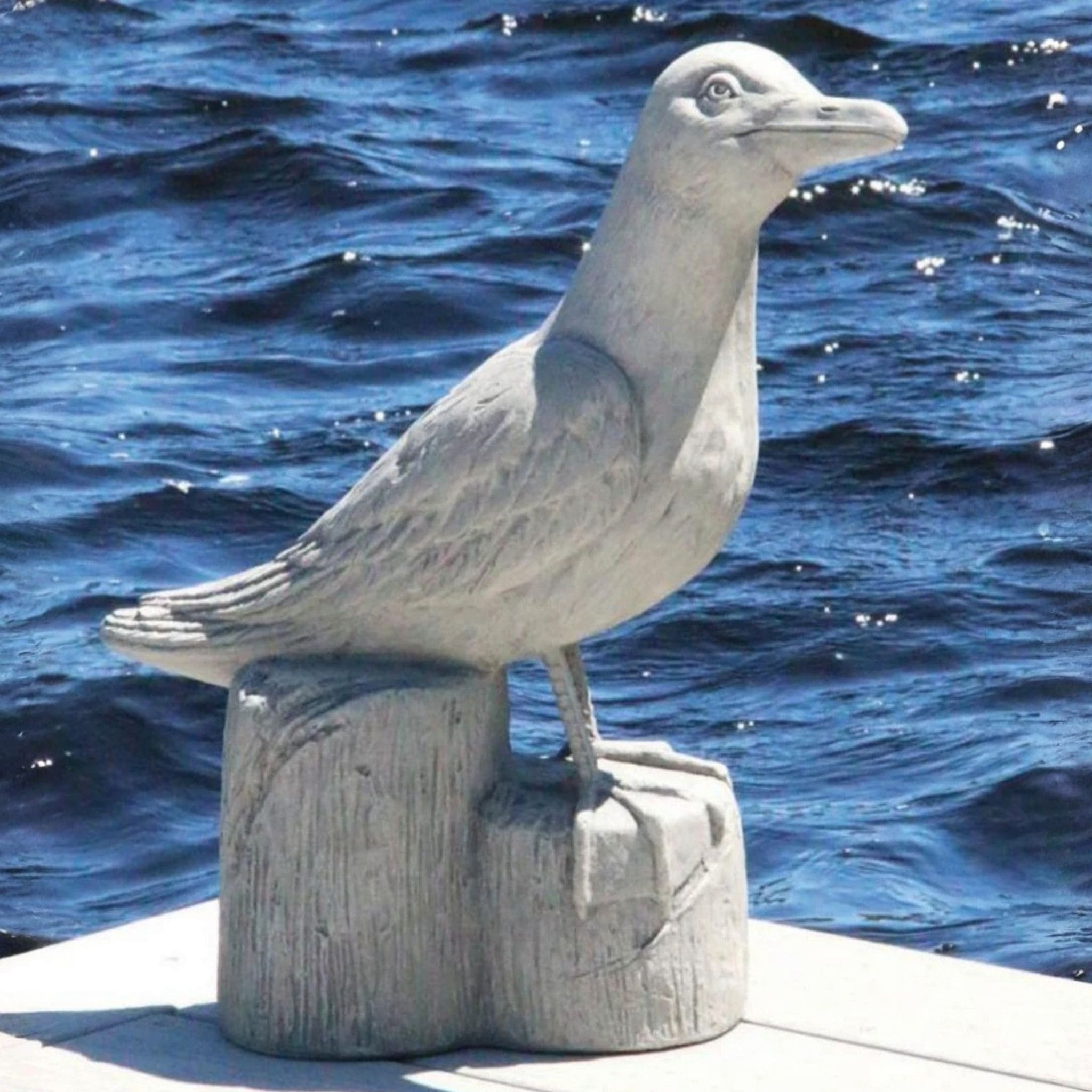 Seagull on a Piling Concrete Garden Statue - Massarellis #4080