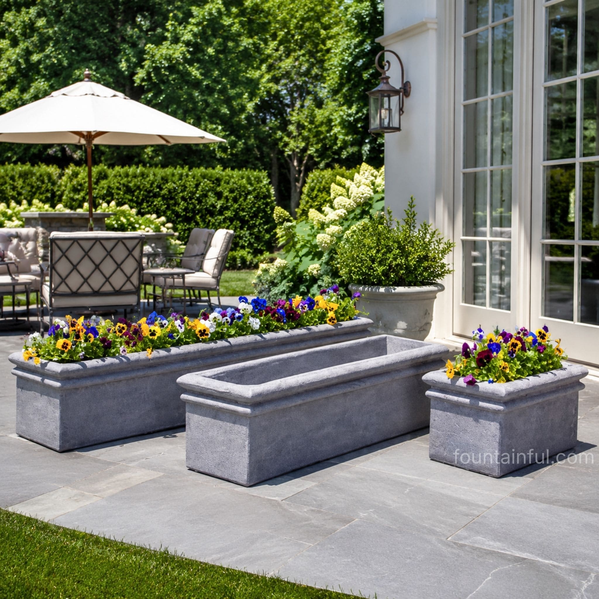 Double Rim Concrete Window Box Planters - Massarellis - 6825 - 6800 - 6865